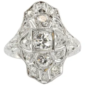 Antique Art Deco Platinum Old European Cut Diamond Ring