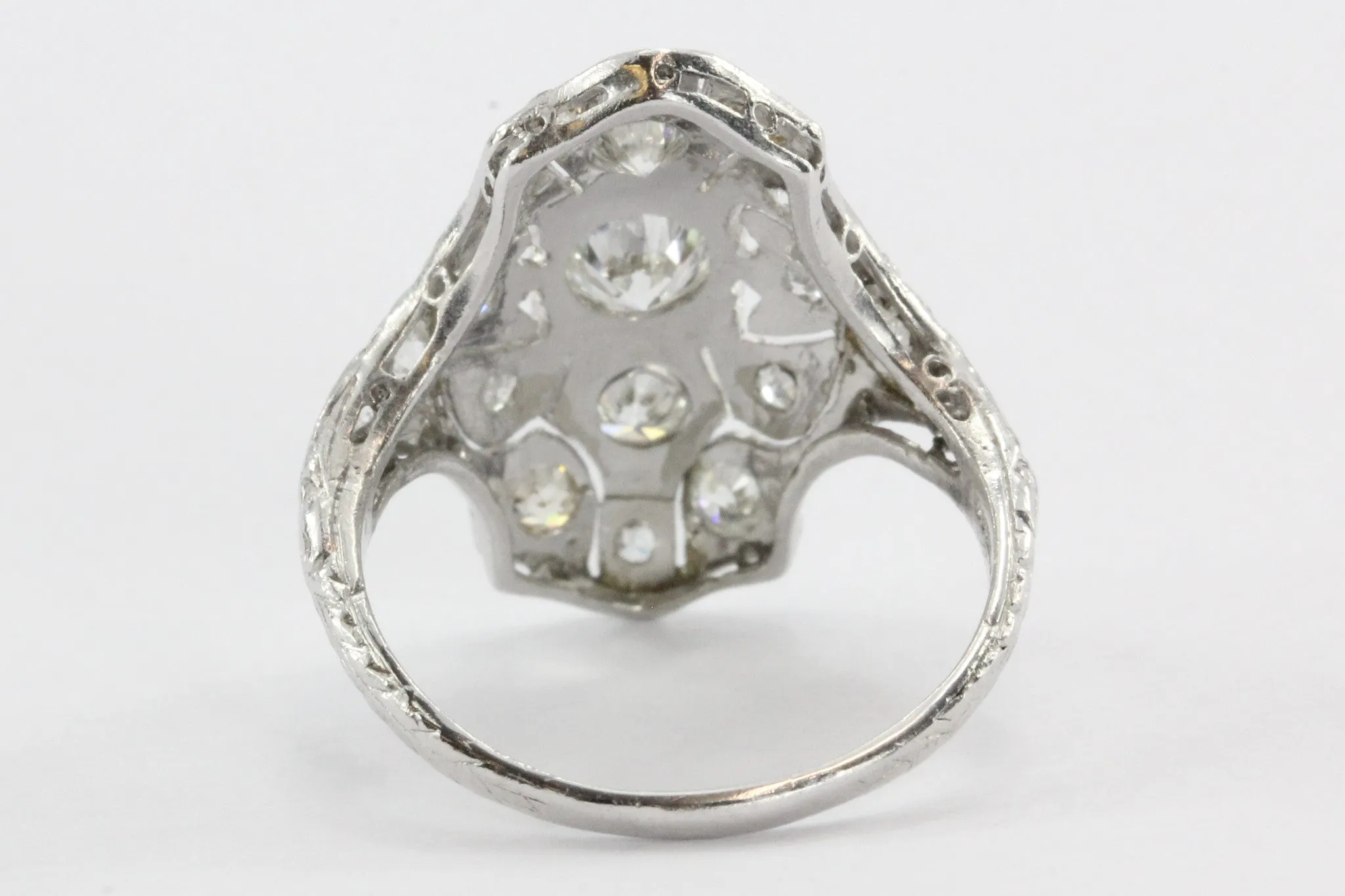 Antique Art Deco Platinum Old European Cut Diamond Ring