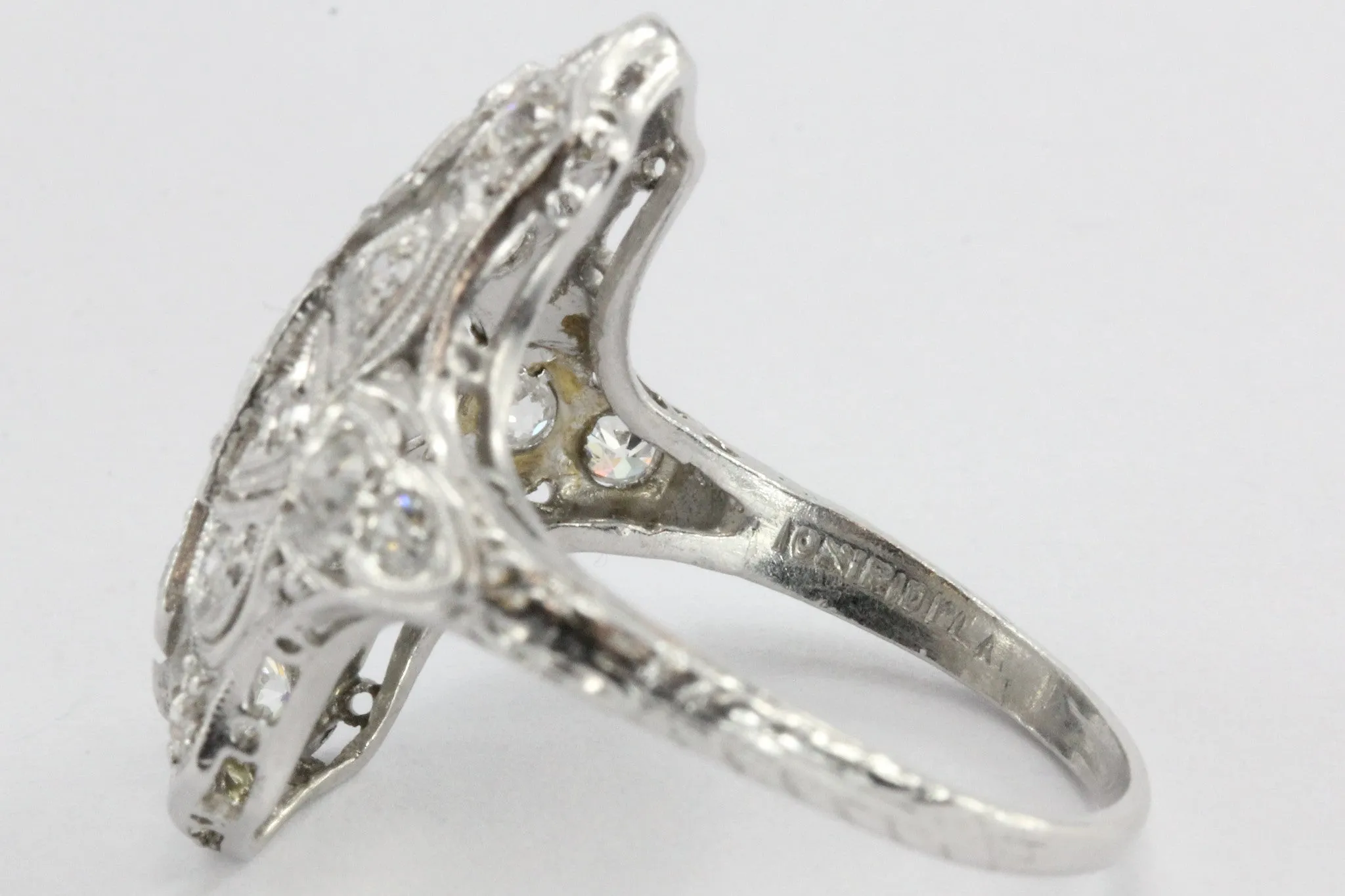 Antique Art Deco Platinum Old European Cut Diamond Ring