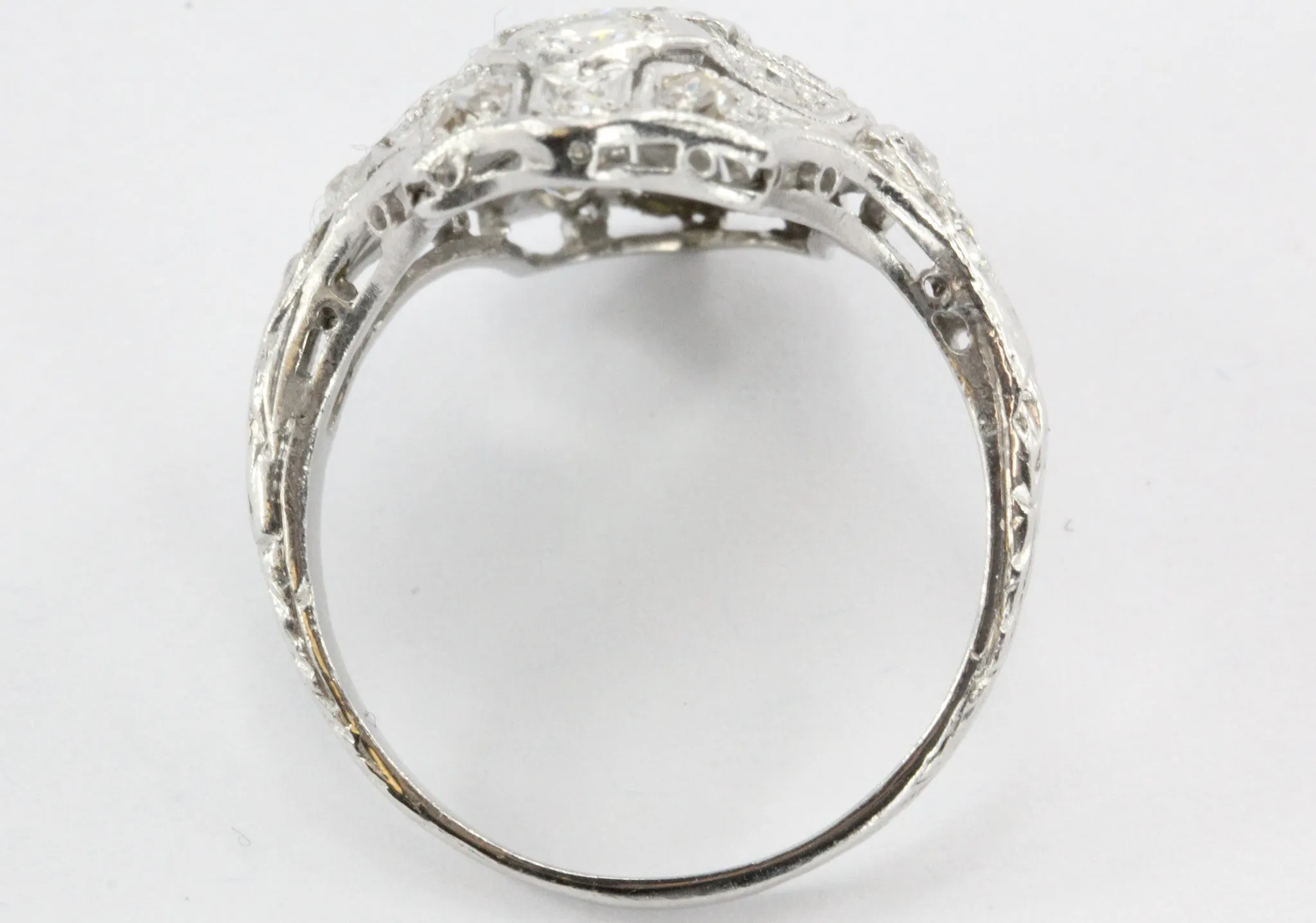 Antique Art Deco Platinum Old European Cut Diamond Ring