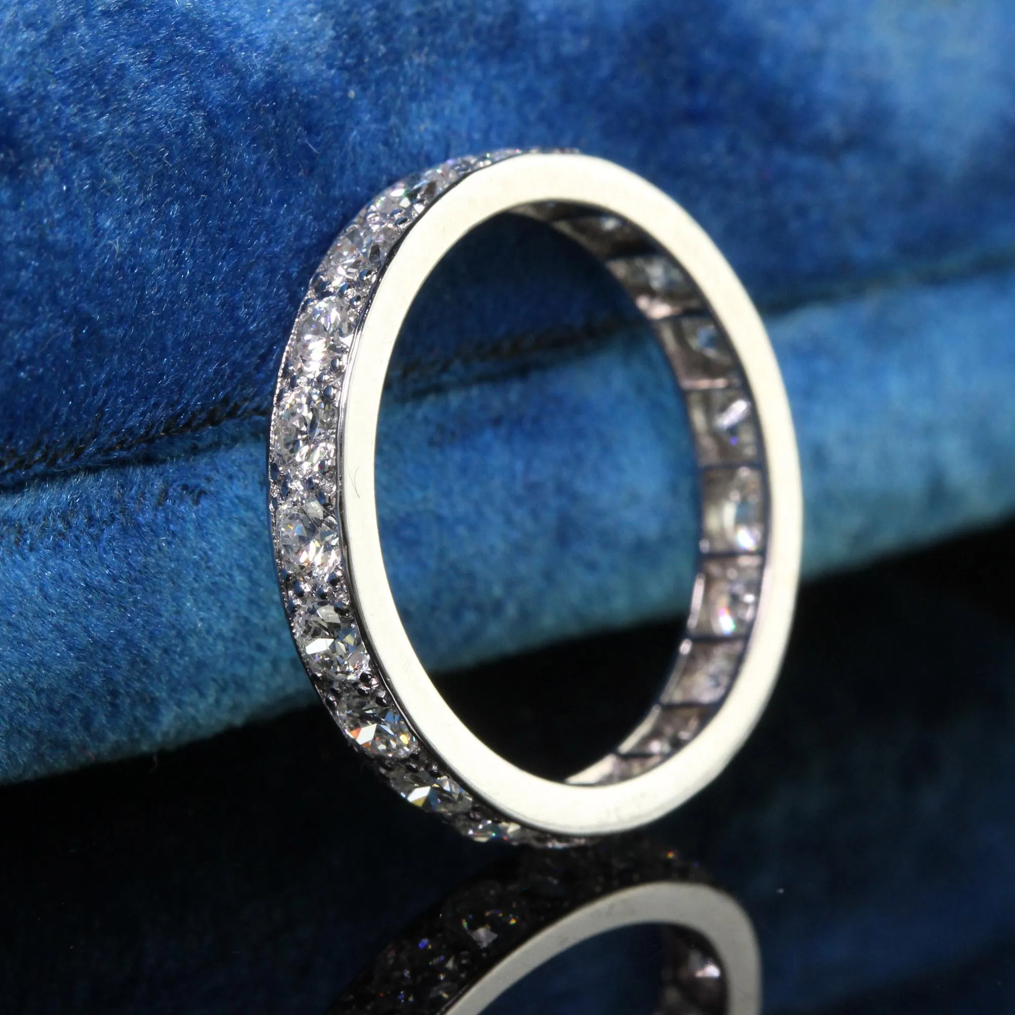 Antique Art Deco Platinum Old European Diamond Eternity Band - Size 5 3/4