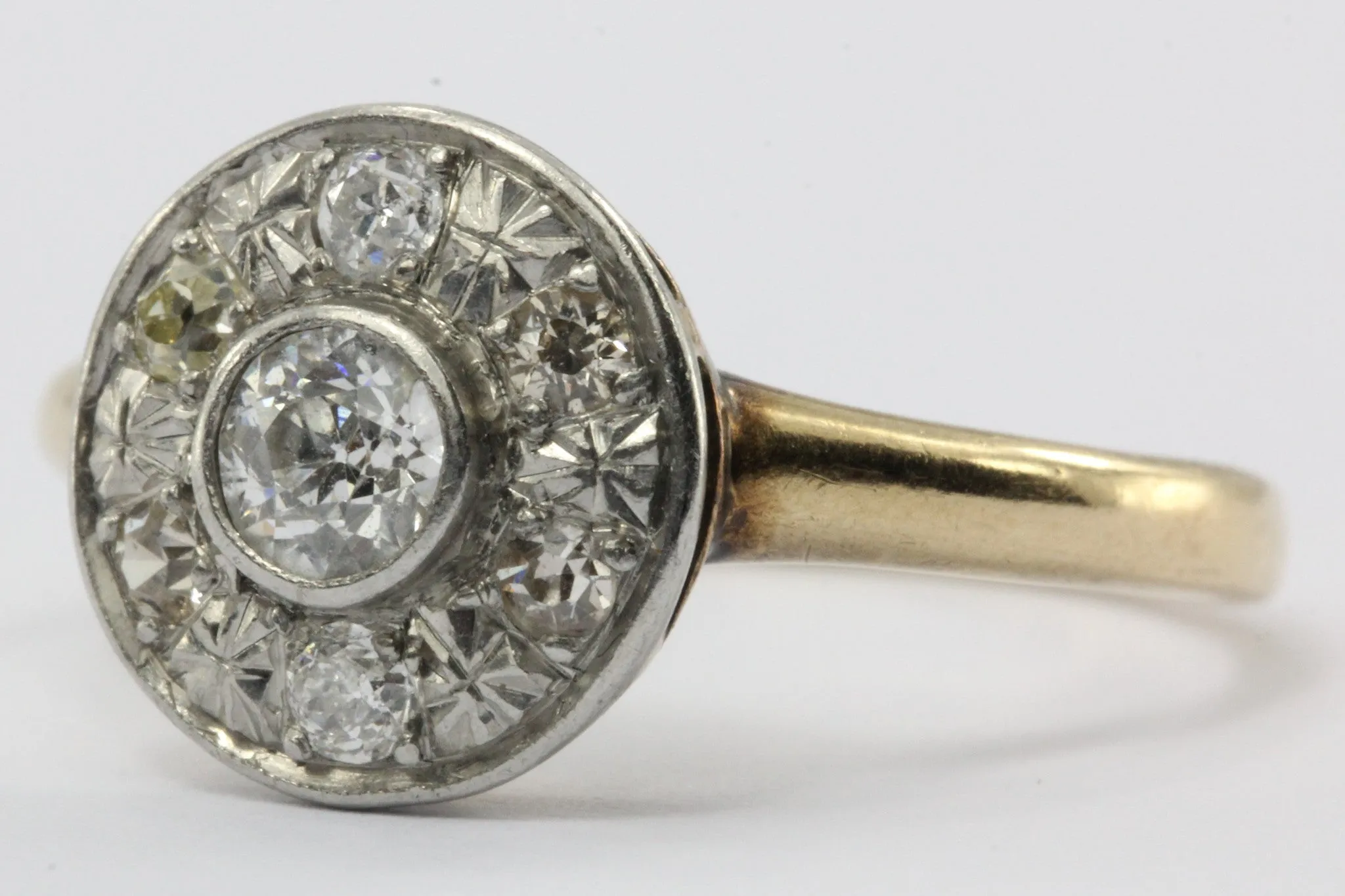 Antique Edwardian 14K Gold & Platinum Old European Diamond Engagement Ring