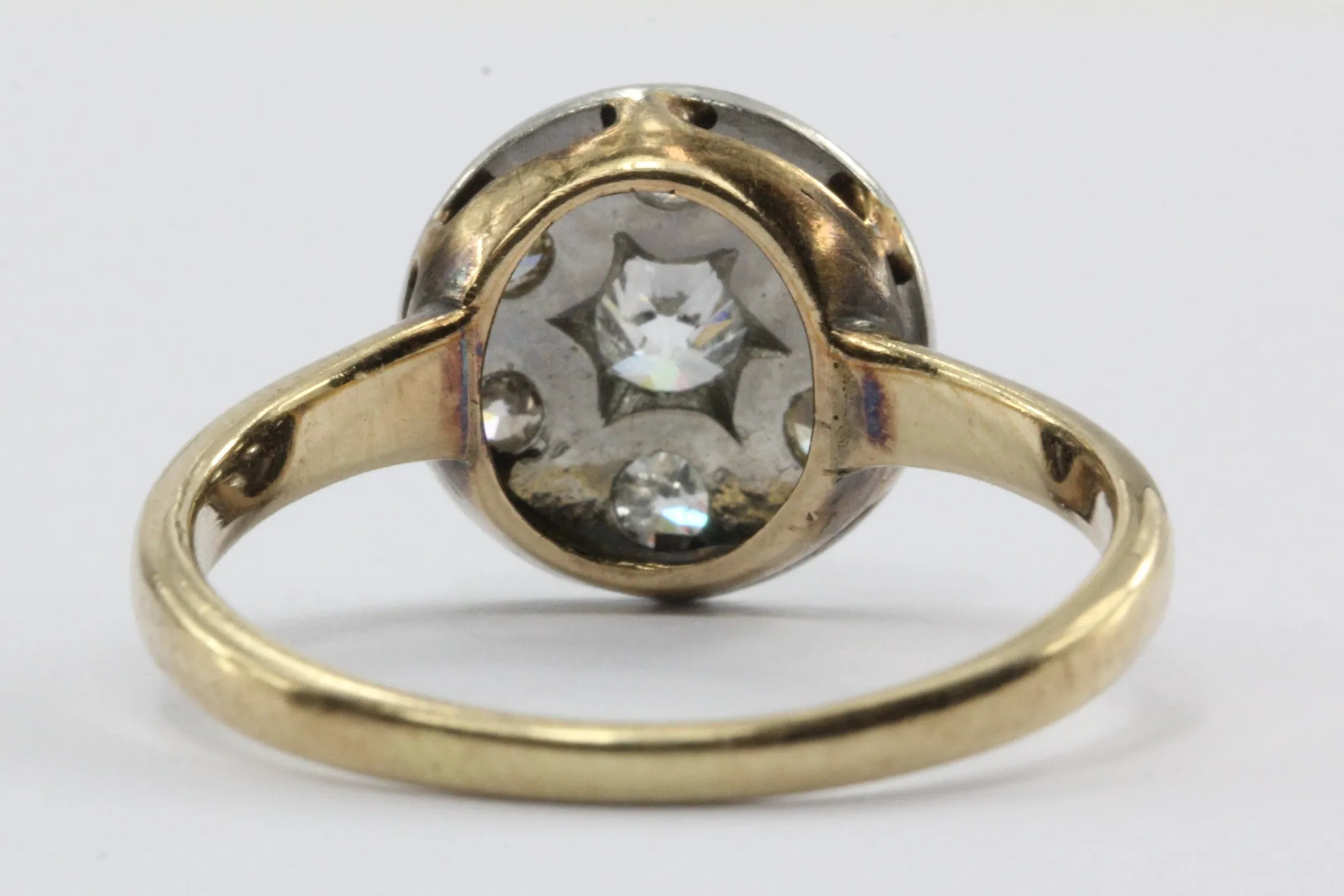 Antique Edwardian 14K Gold & Platinum Old European Diamond Engagement Ring