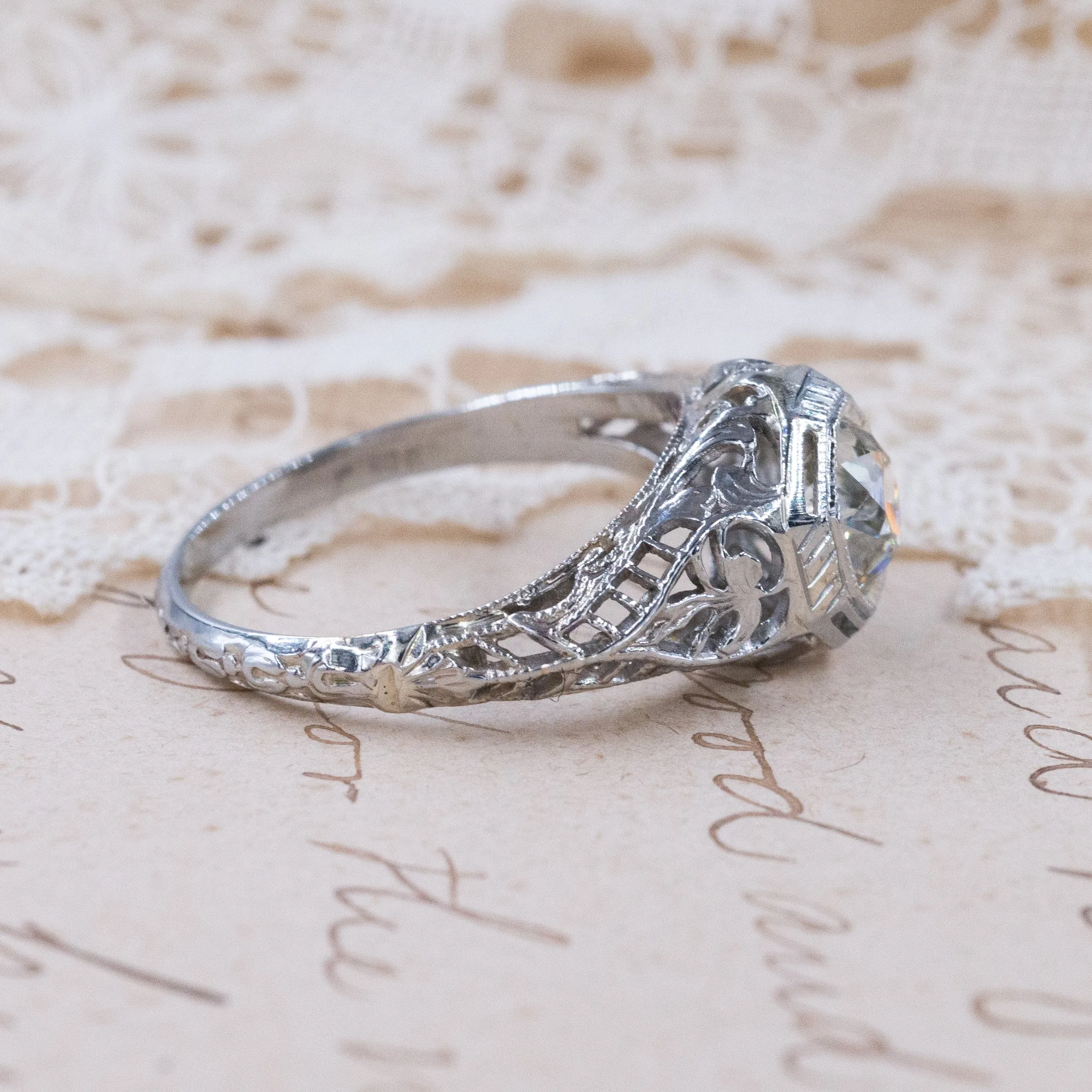 Antique Filigree Diamond Solitaire