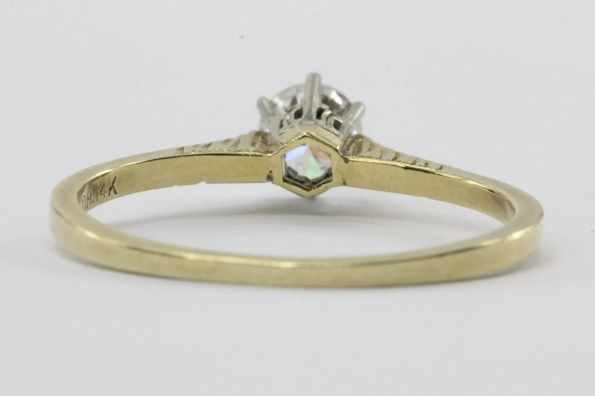 Antique Ostby & & Barton 14K Gold .32 Carat Diamond Engagement Ring