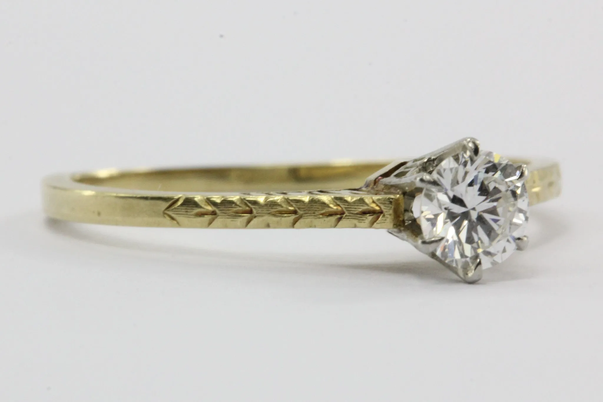 Antique Ostby & & Barton 14K Gold .32 Carat Diamond Engagement Ring