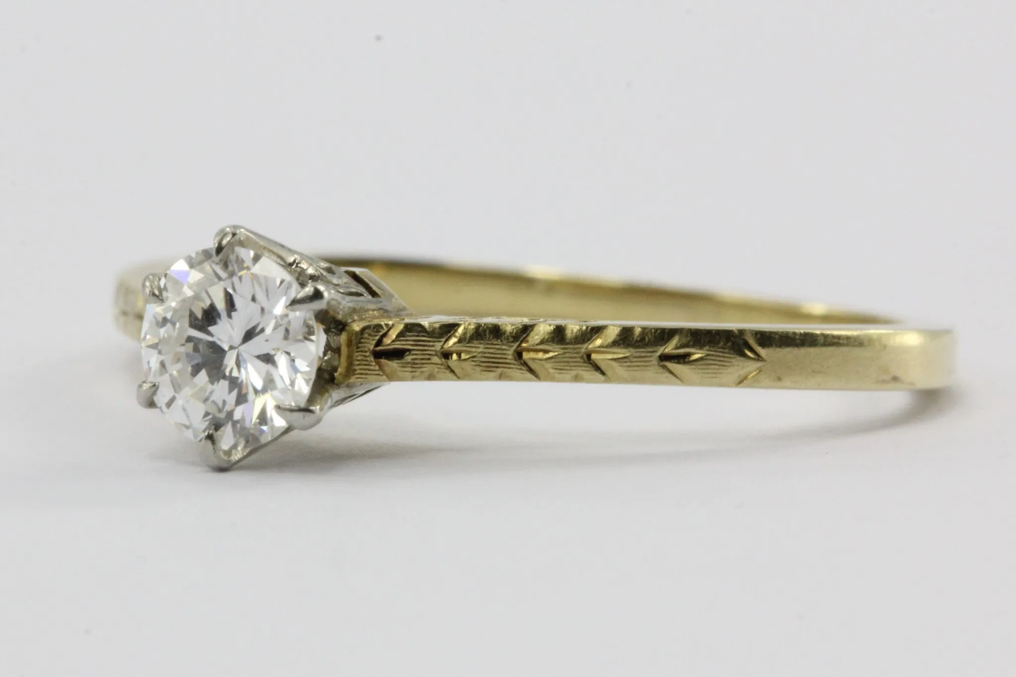 Antique Ostby & & Barton 14K Gold .32 Carat Diamond Engagement Ring