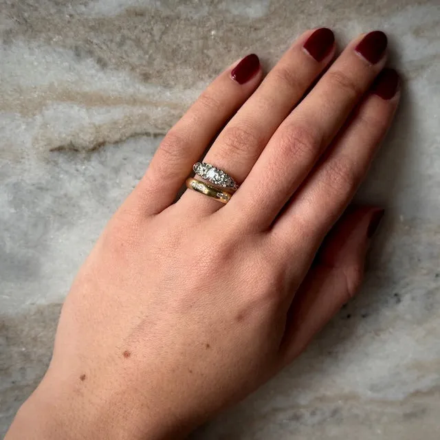 Antique Victorian 18k Old Cut Diamond Three Stone Ring