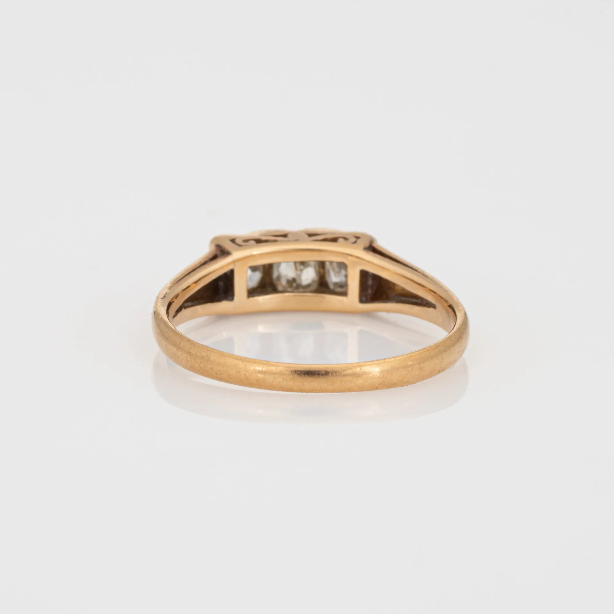 Antique Victorian 3 Stone Diamond Ring Trilogy 18k Yellow Gold Sz 4.75 Jewelry