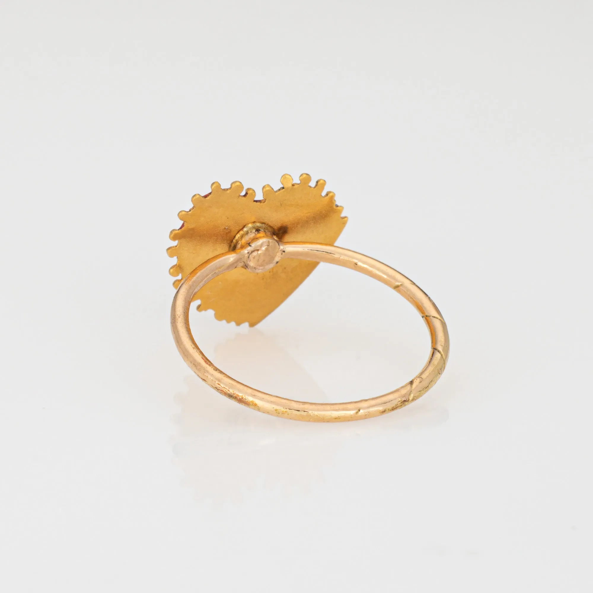 Antique Victorian Heart Enamel Conversion Ring 18k Yellow Gold Sz 3 Pinky