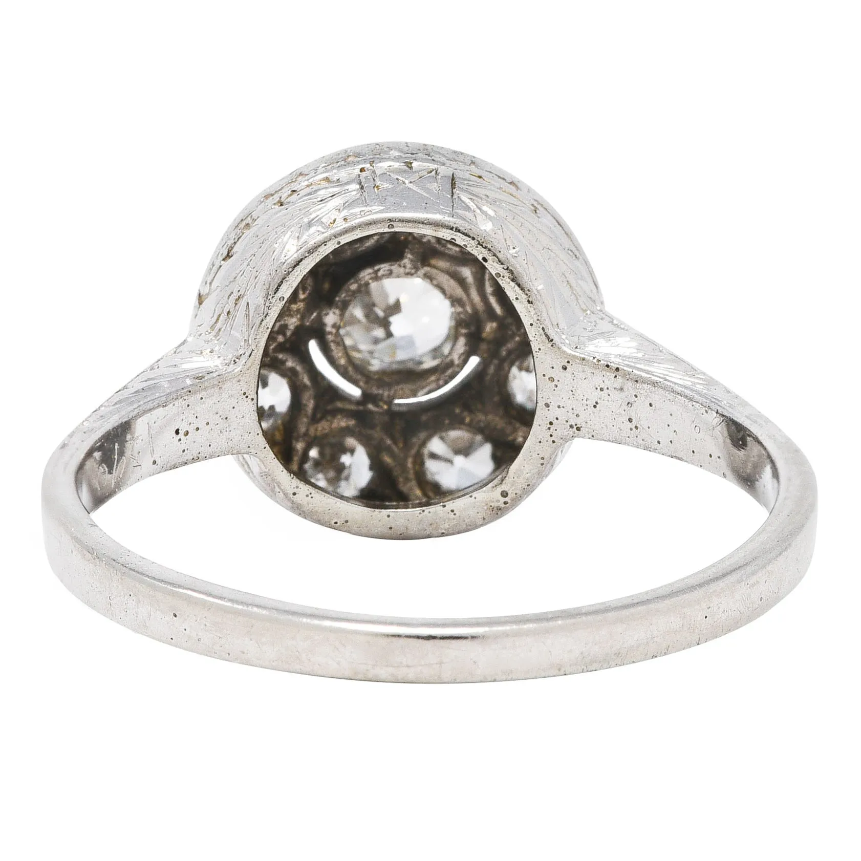 Art Deco 0.40 CTW Diamond 18 Karat White Gold Halo Ring