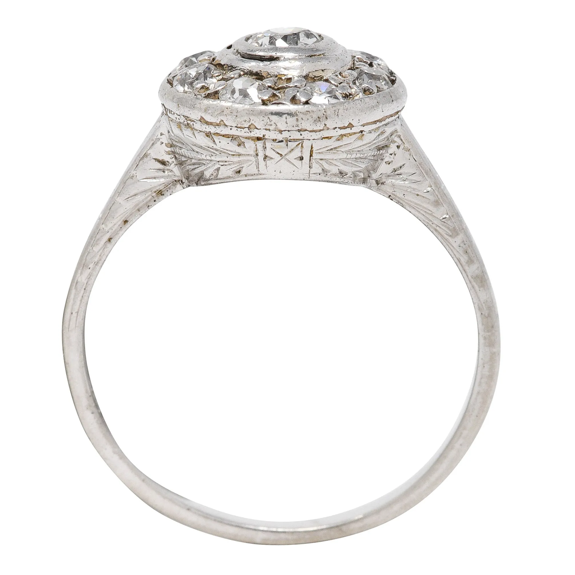 Art Deco 0.40 CTW Diamond 18 Karat White Gold Halo Ring