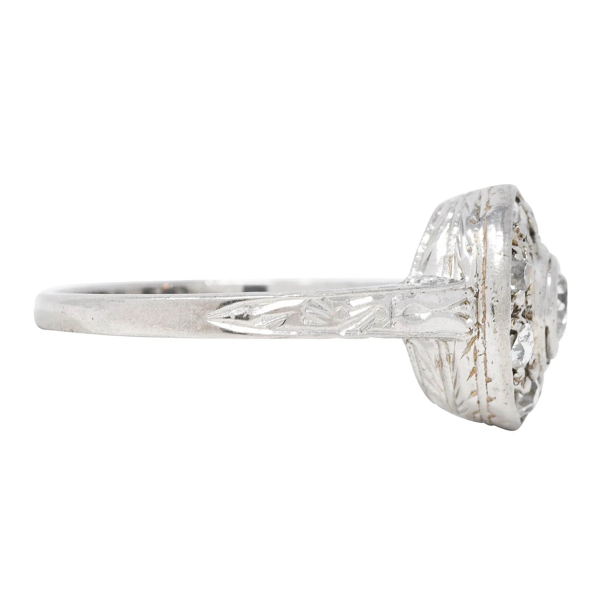 Art Deco 0.40 CTW Diamond 18 Karat White Gold Halo Ring