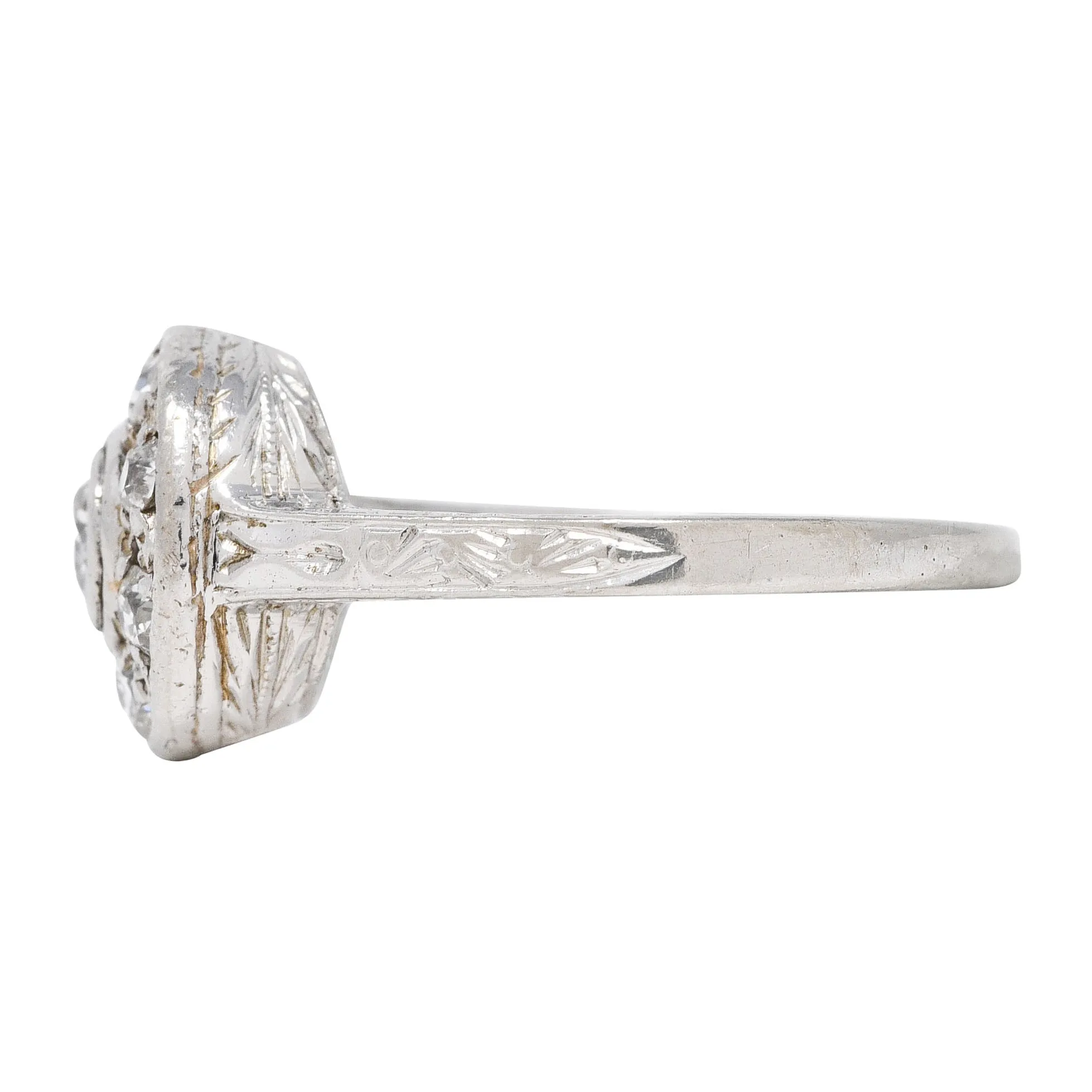 Art Deco 0.40 CTW Diamond 18 Karat White Gold Halo Ring