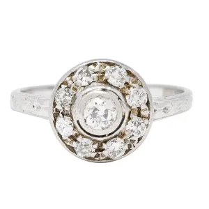 Art Deco 0.40 CTW Diamond 18 Karat White Gold Halo Ring