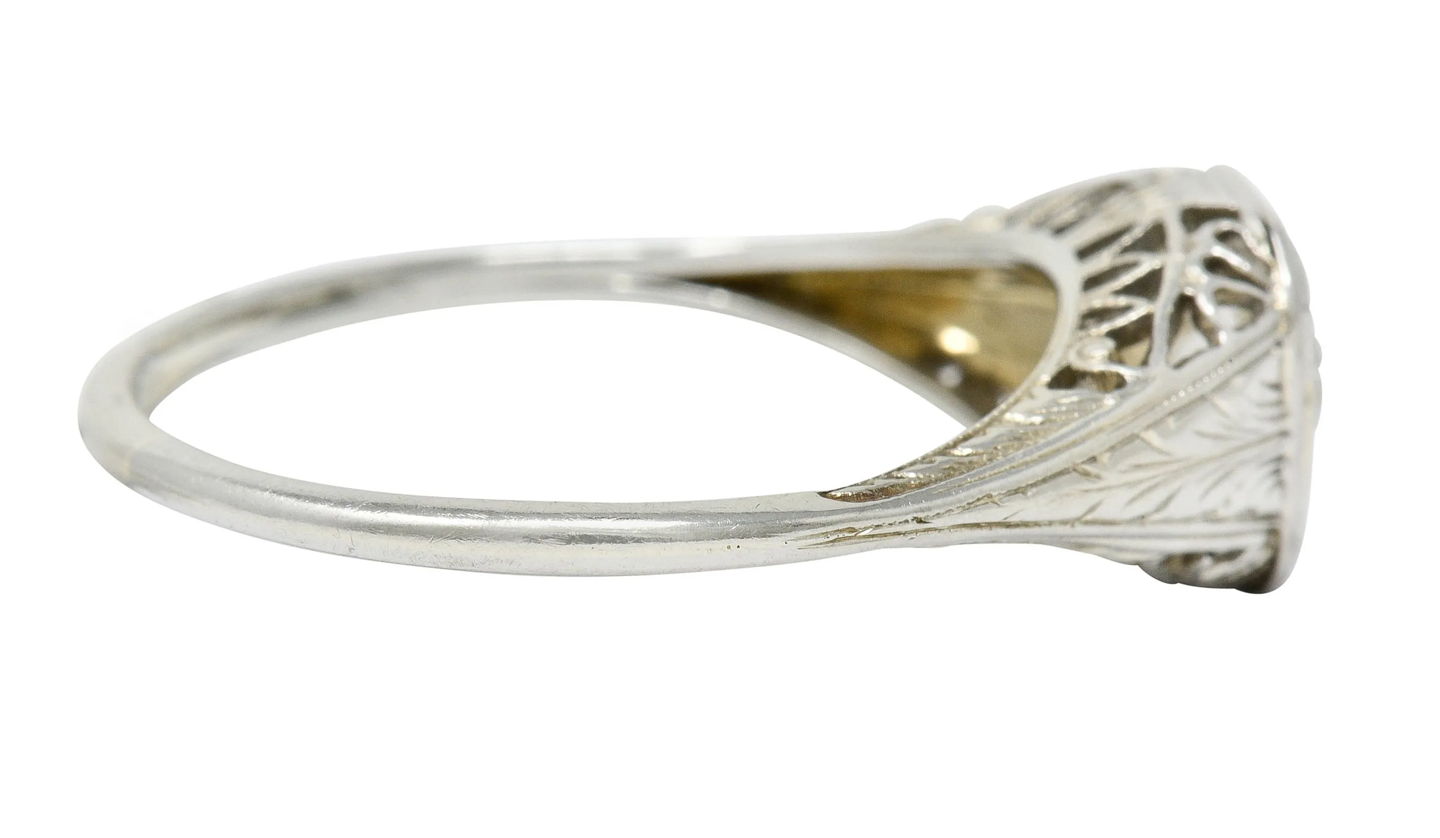Art Deco 0.55 CTW Diamond 18 Karat White Gold Engagement Ring