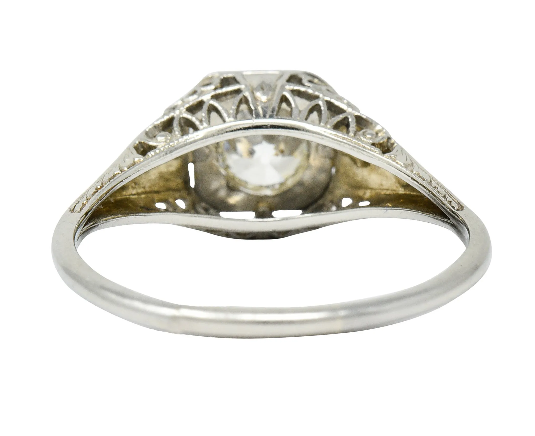 Art Deco 0.55 CTW Diamond 18 Karat White Gold Engagement Ring