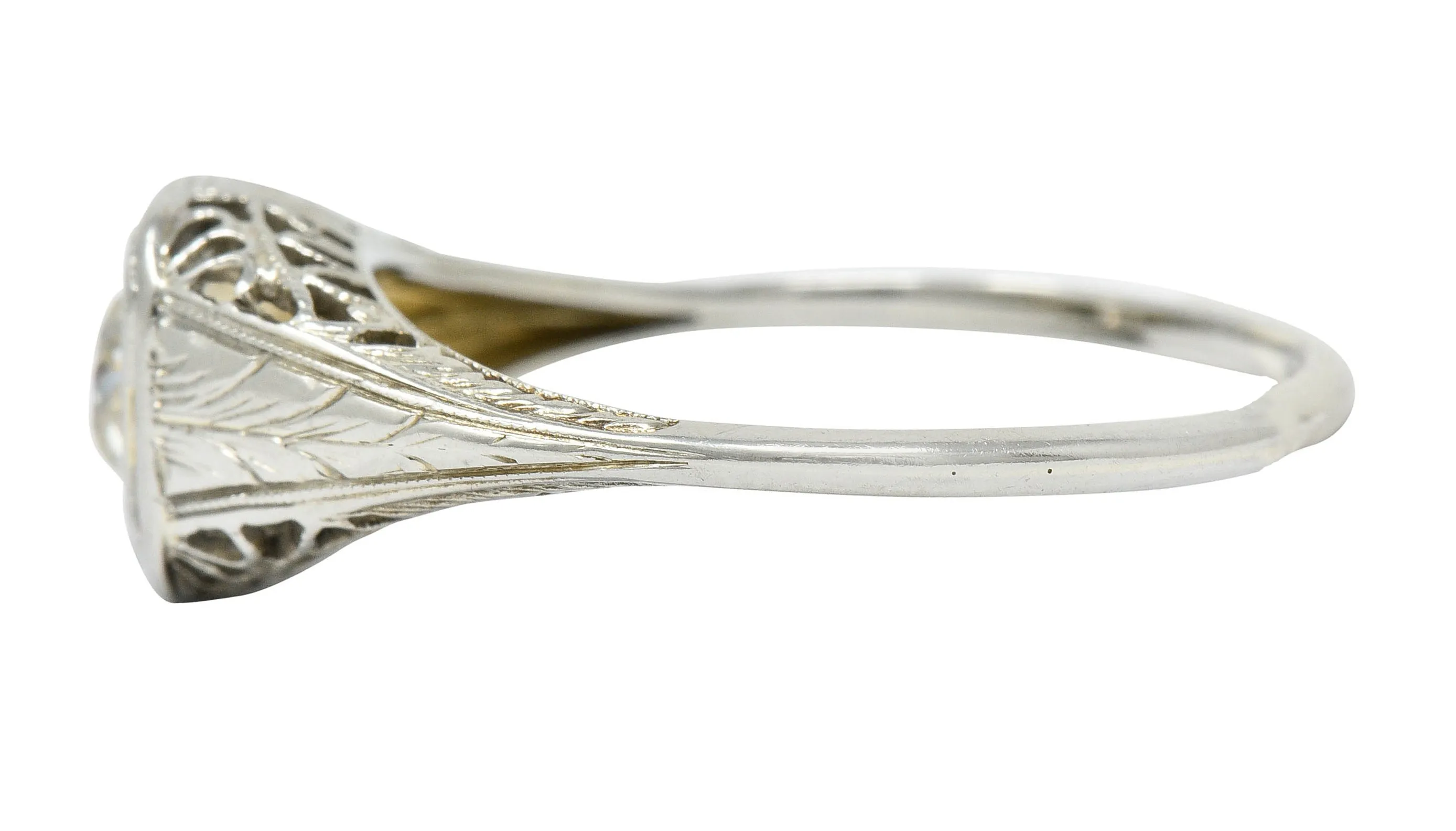 Art Deco 0.55 CTW Diamond 18 Karat White Gold Engagement Ring