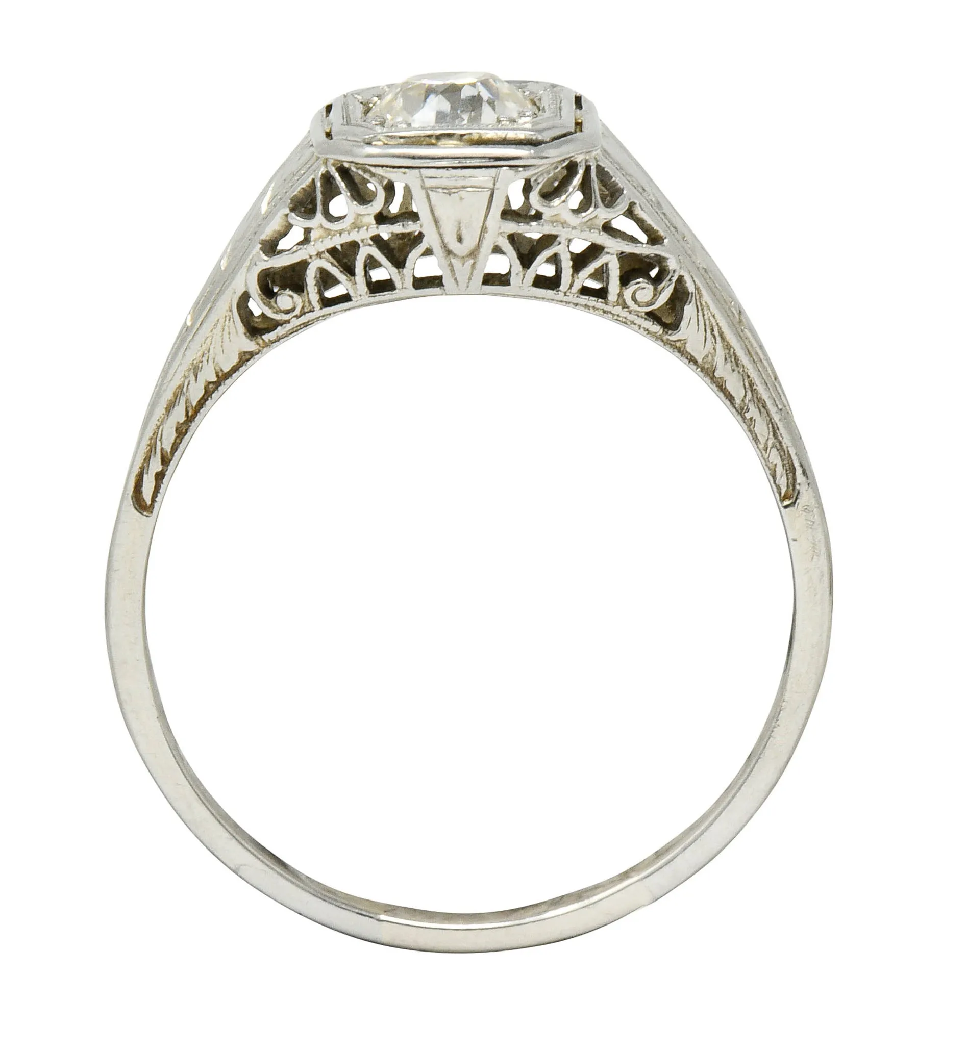 Art Deco 0.55 CTW Diamond 18 Karat White Gold Engagement Ring