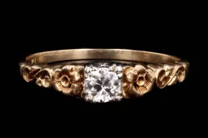 Art Deco 14K Gold .18 Carat Old European Cut Diamond Engagement Ring
