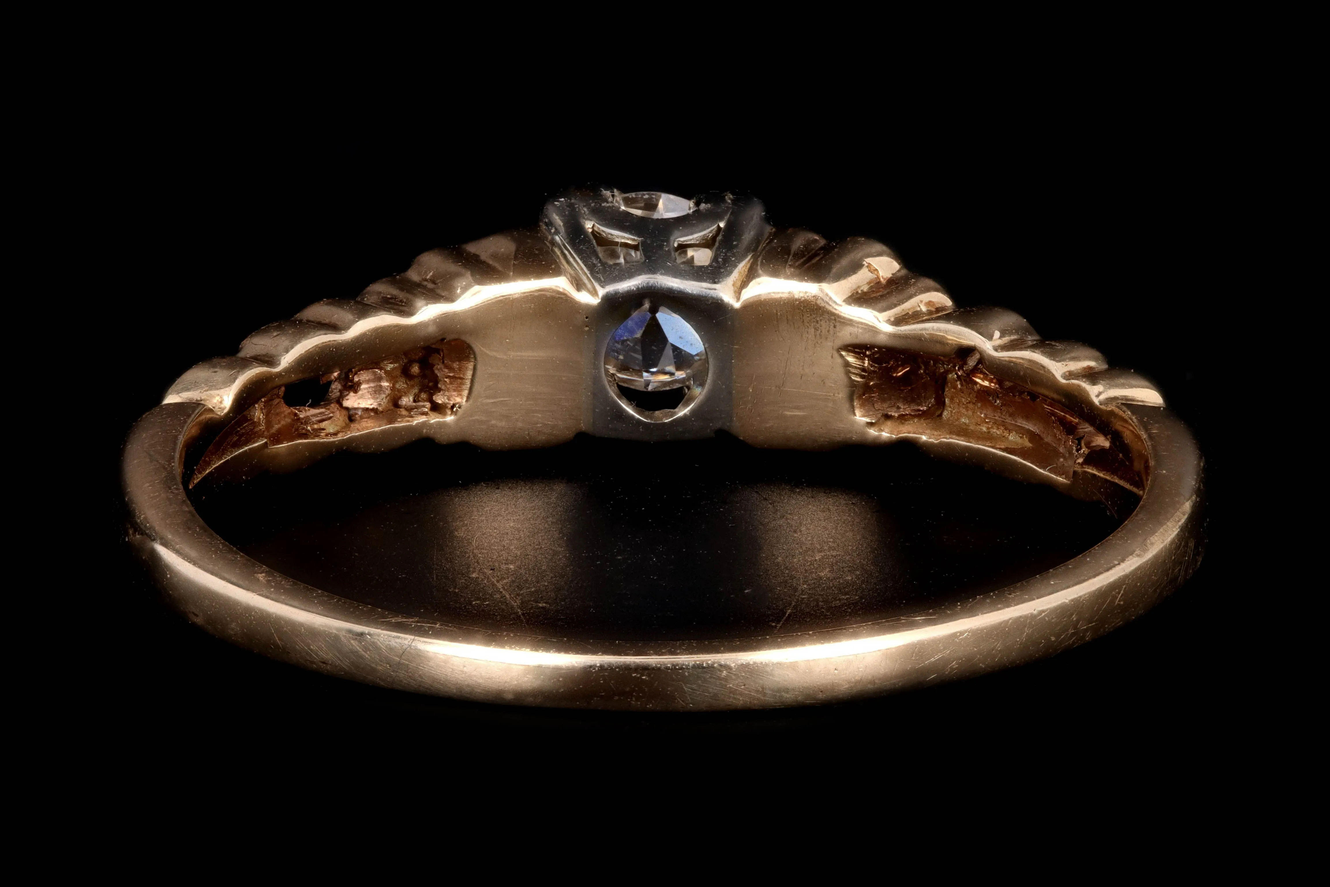Art Deco 14K Gold .18 Carat Old European Cut Diamond Engagement Ring
