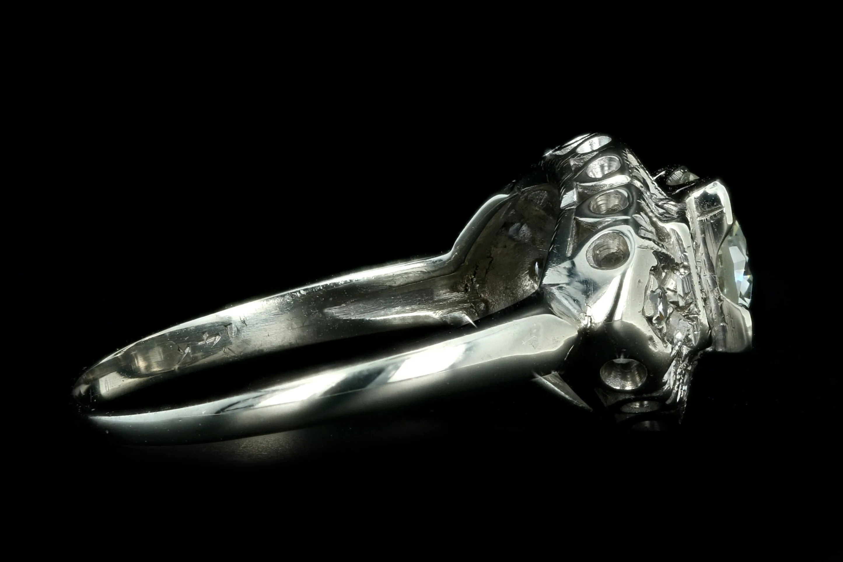 Art Deco 14K White Gold 1 Carat Old European Cut Diamond Engagement Ring