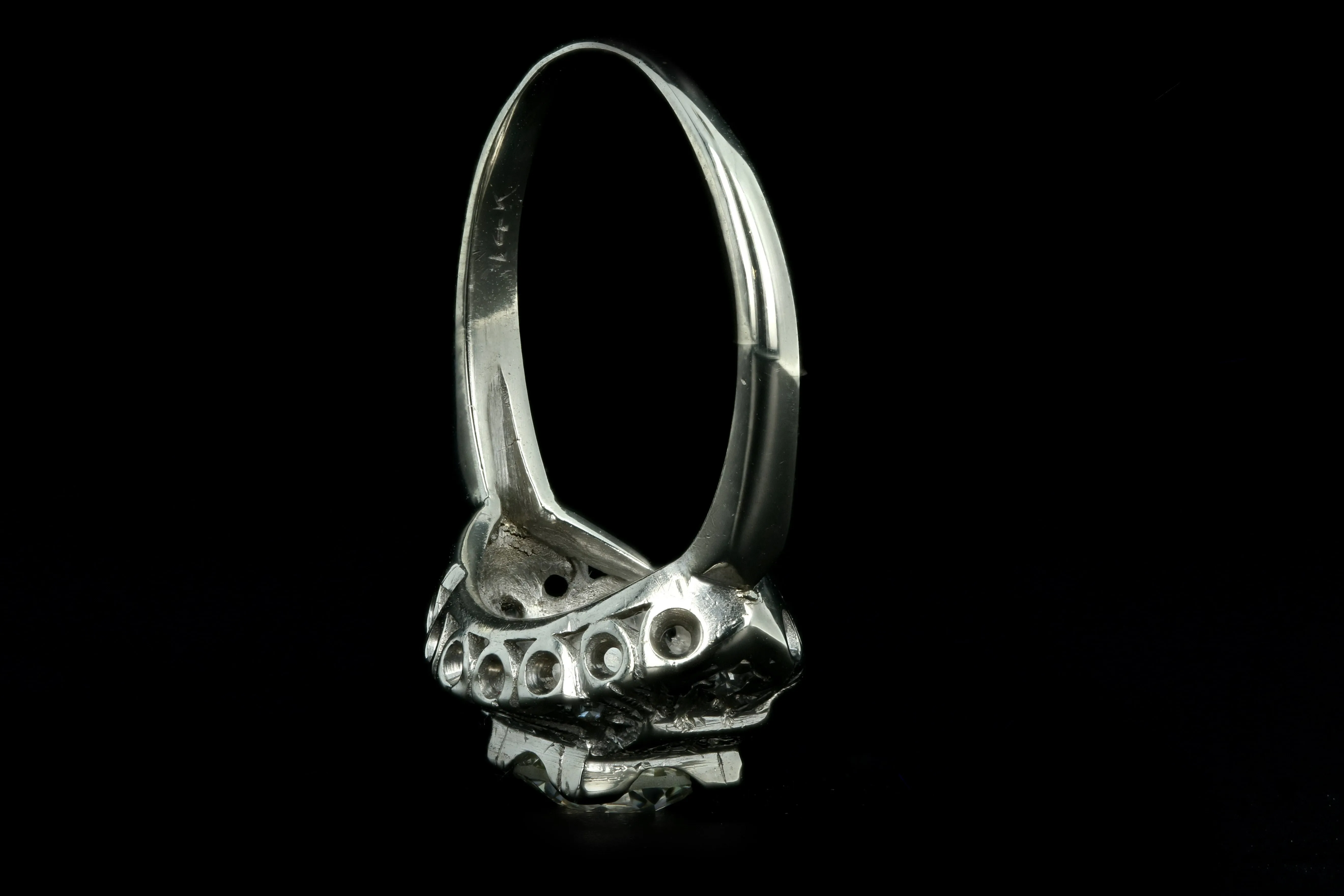 Art Deco 14K White Gold 1 Carat Old European Cut Diamond Engagement Ring