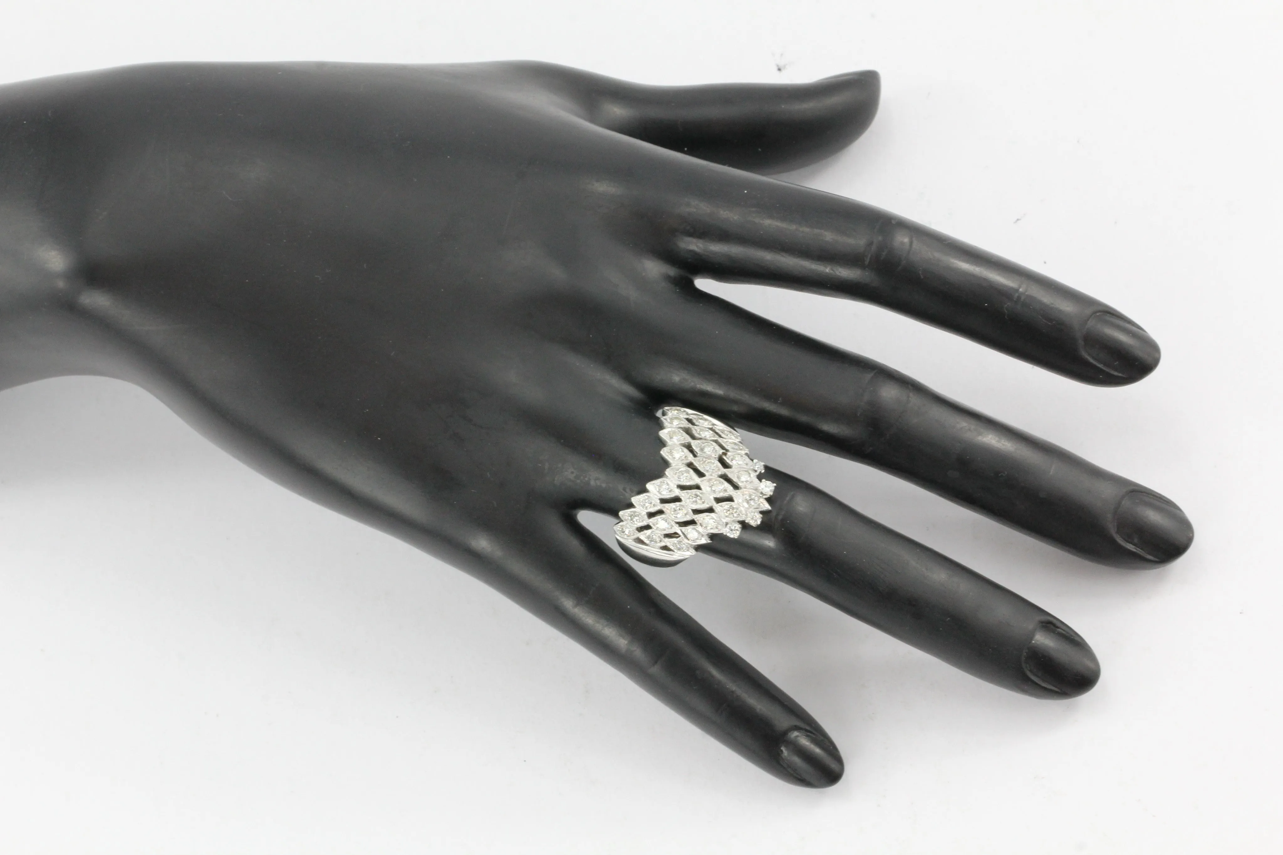 Art Deco 14K White Gold 1 CTW Diamond Waterfall Ring Circa 1930