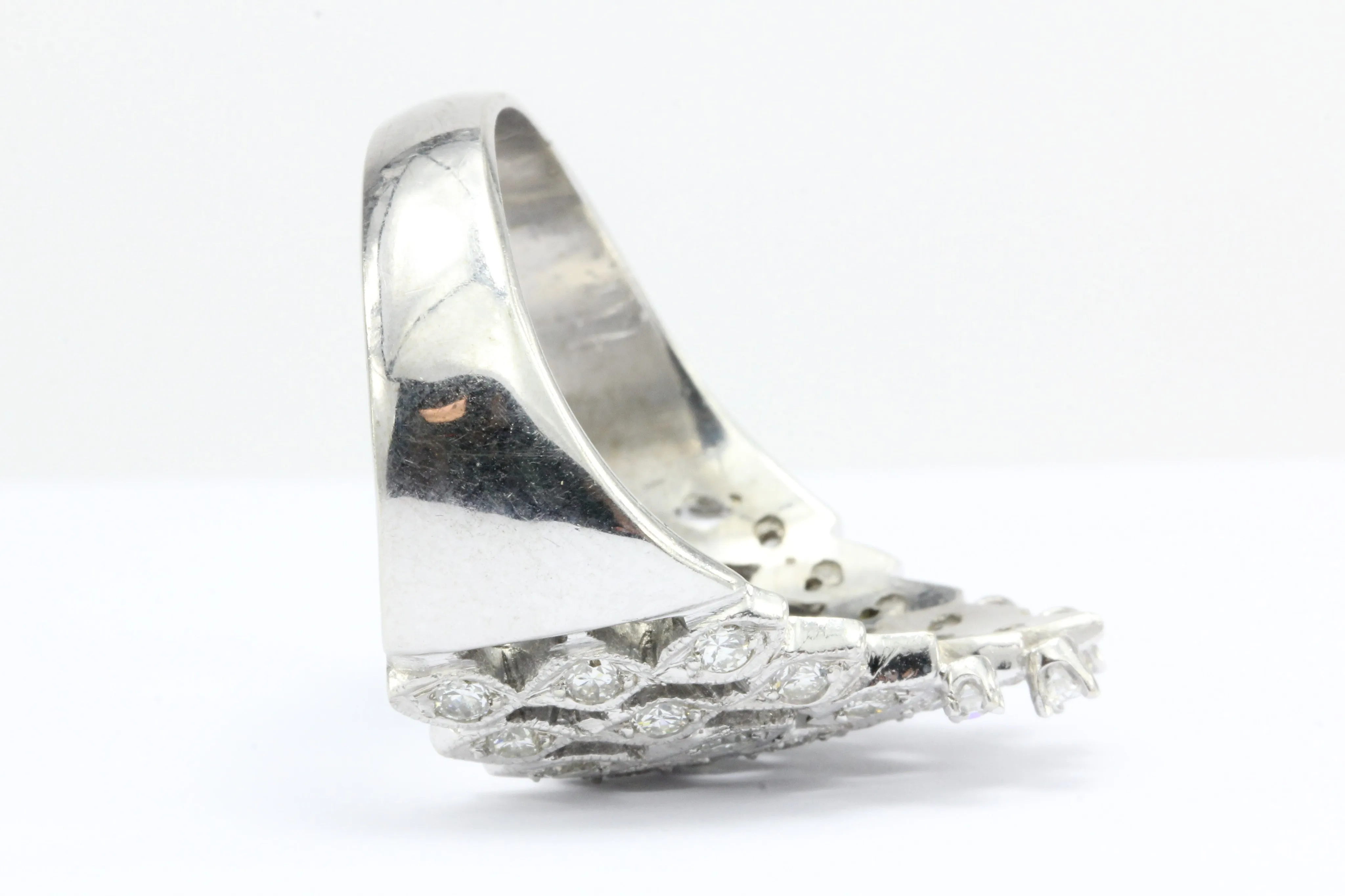 Art Deco 14K White Gold 1 CTW Diamond Waterfall Ring Circa 1930