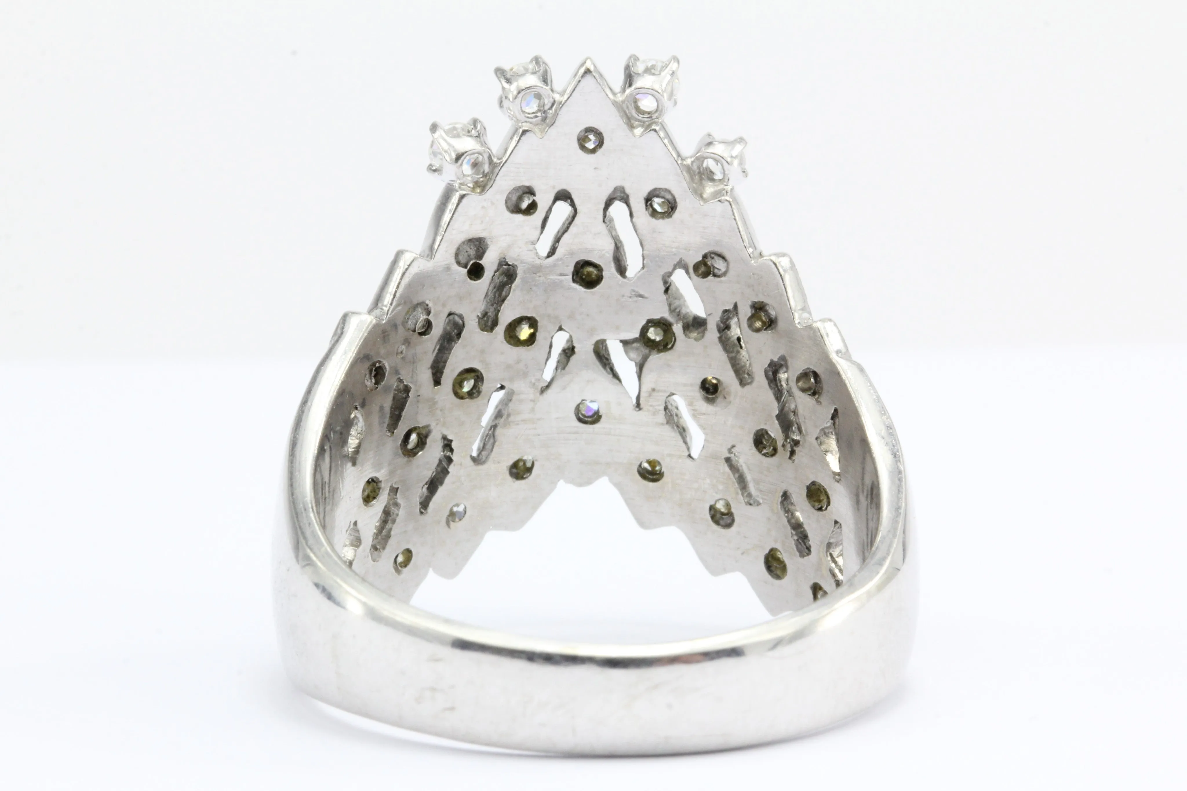 Art Deco 14K White Gold 1 CTW Diamond Waterfall Ring Circa 1930