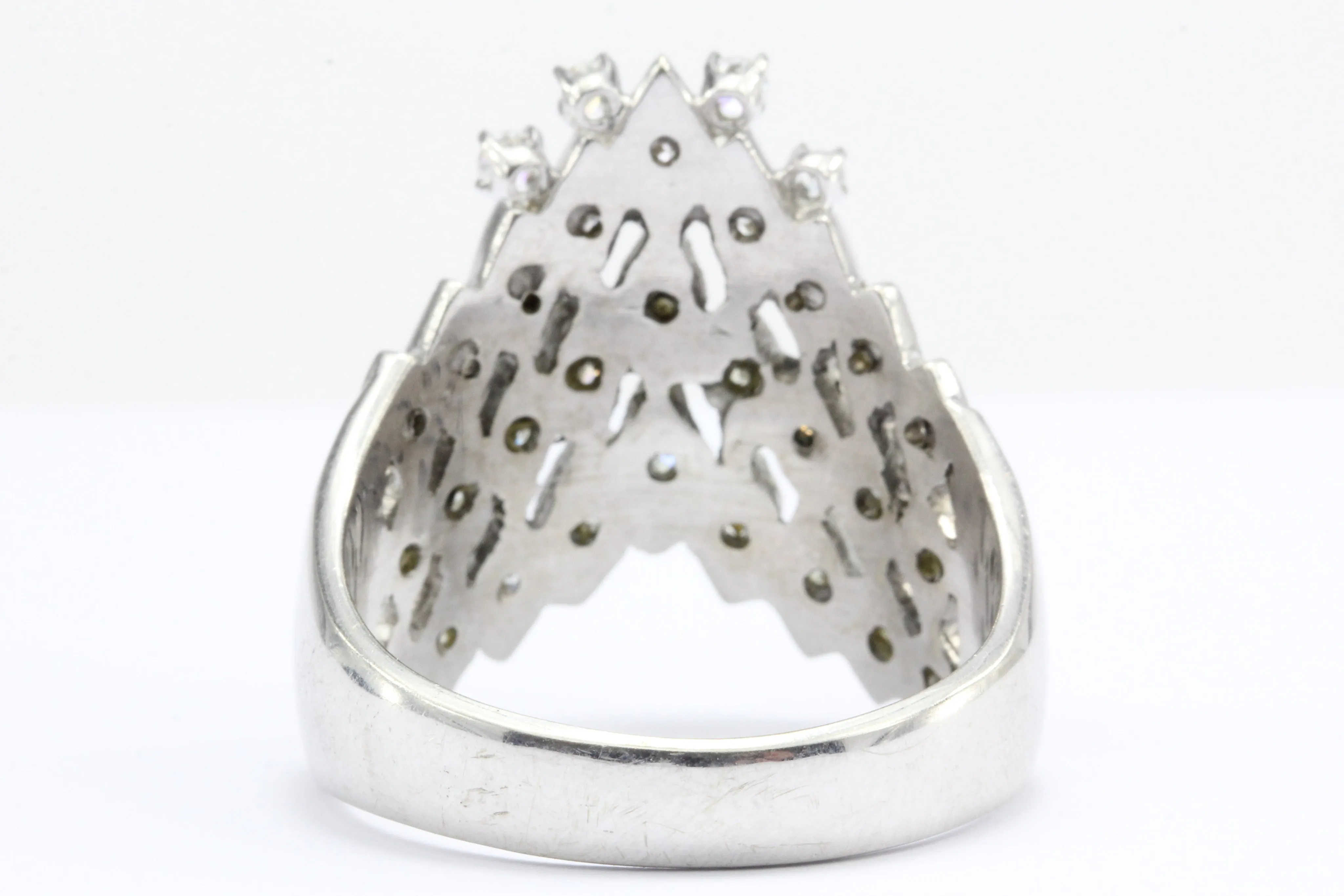 Art Deco 14K White Gold 1 CTW Diamond Waterfall Ring Circa 1930