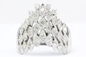 Art Deco 14K White Gold 1 CTW Diamond Waterfall Ring Circa 1930