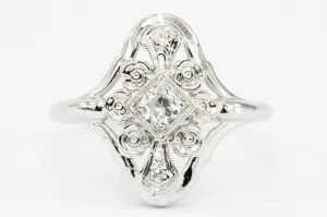 Art Deco 14K White Gold Old European Cut Diamond Engagement Ring c.1920's