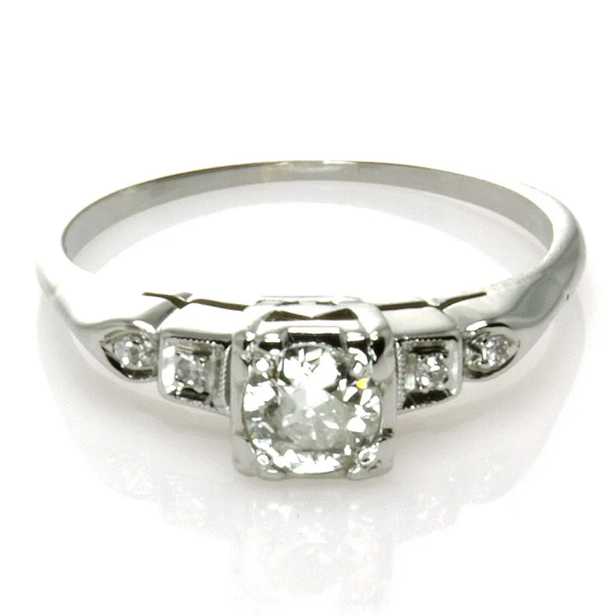 Art Deco 18K Diamond Engagement Ring