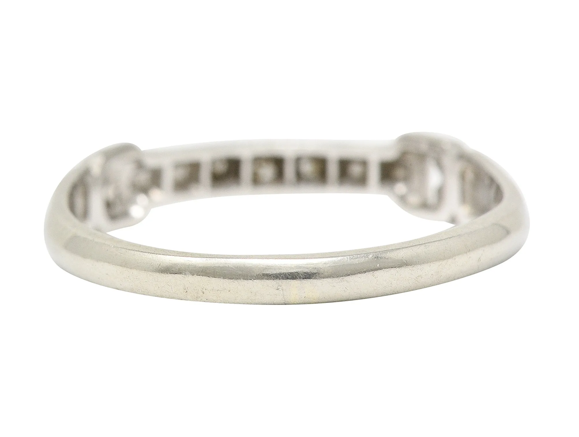 Art Deco Diamond 18 Karat White Gold Buckle Orange Blossom Vintage Band Ring