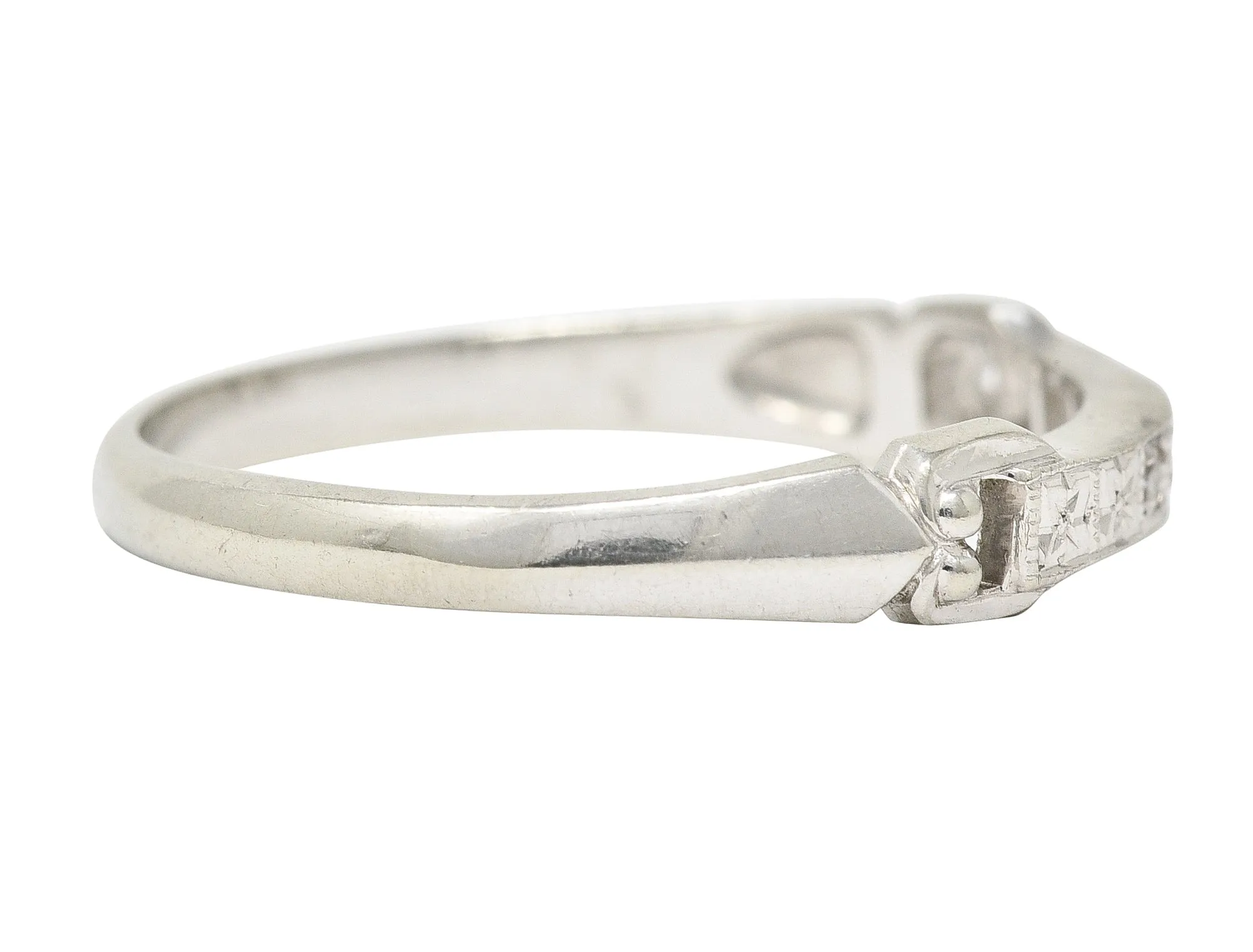 Art Deco Diamond 18 Karat White Gold Buckle Orange Blossom Vintage Band Ring