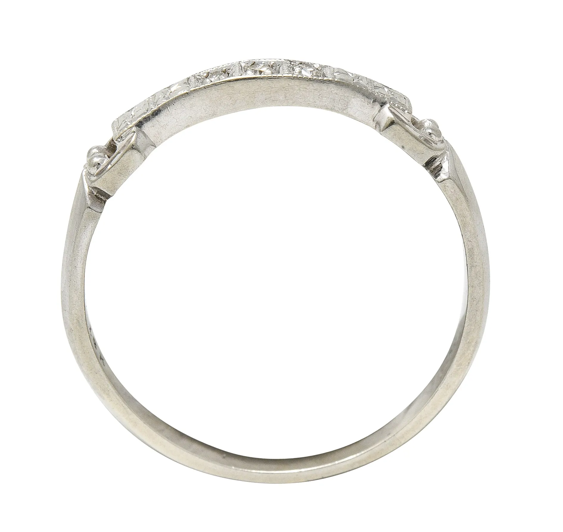 Art Deco Diamond 18 Karat White Gold Buckle Orange Blossom Vintage Band Ring