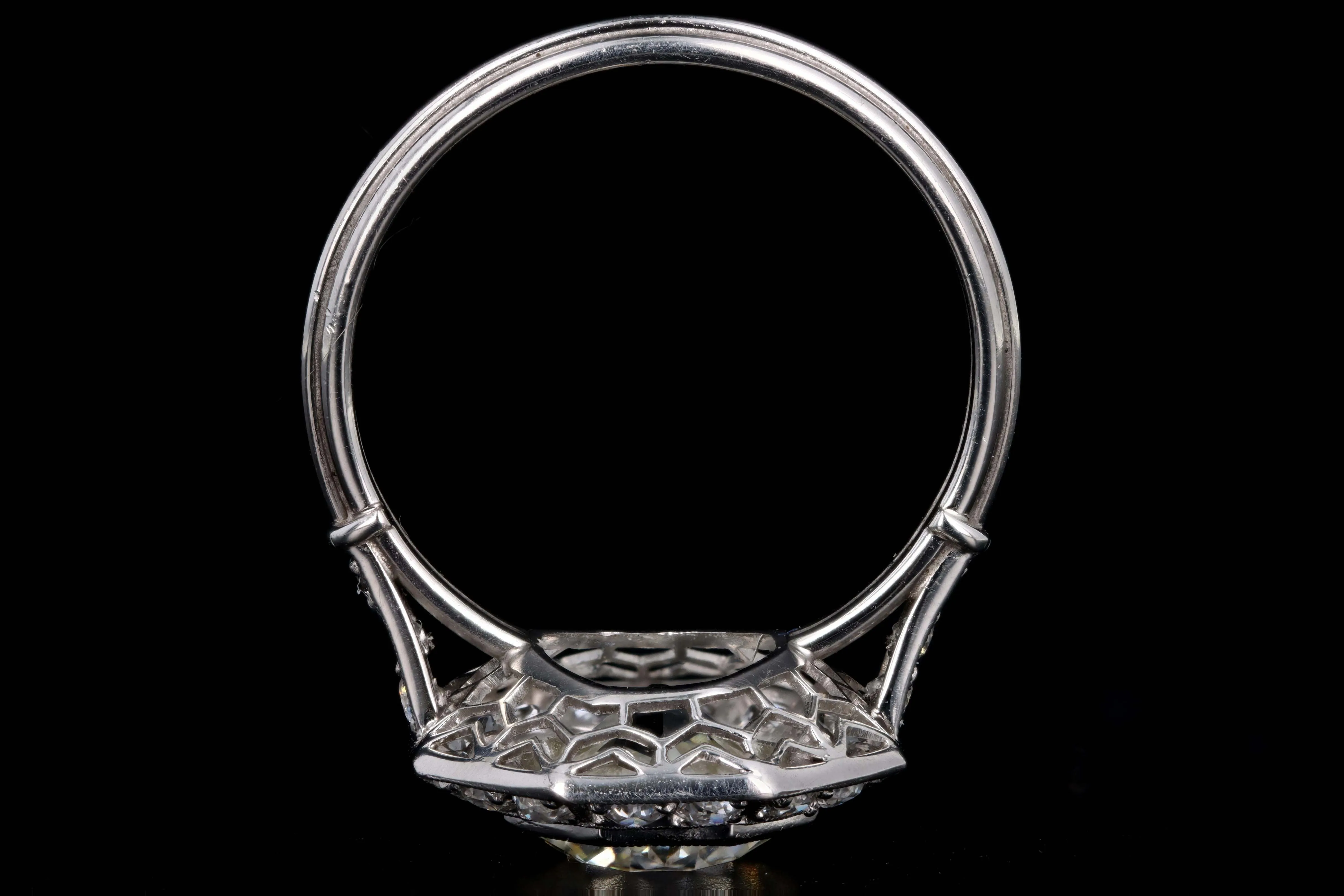 Art Deco Inspired Platinum 2.35 Carat Old European Cut Diamond Engagement Ring
