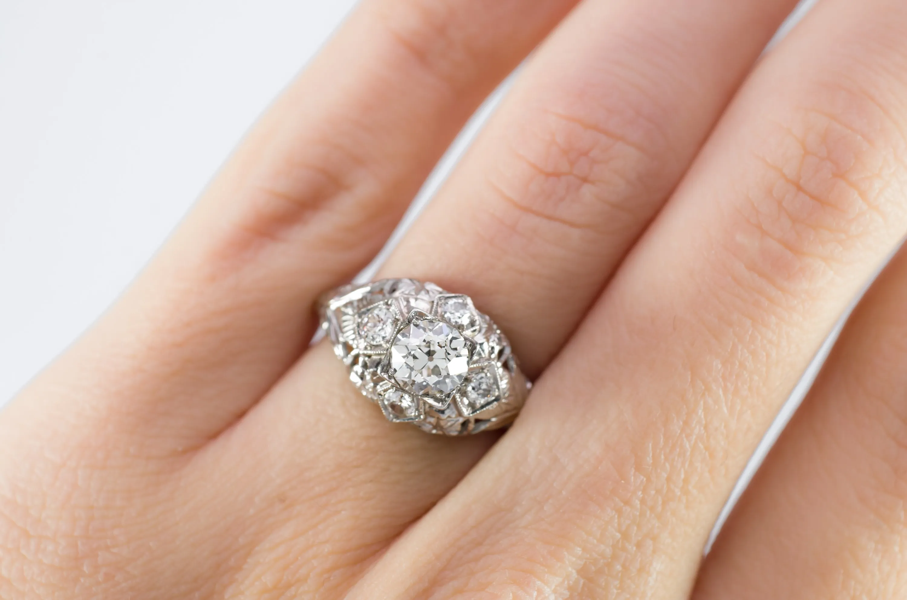 ART DECO OLD EUROPEAN CUT DIAMOND RING