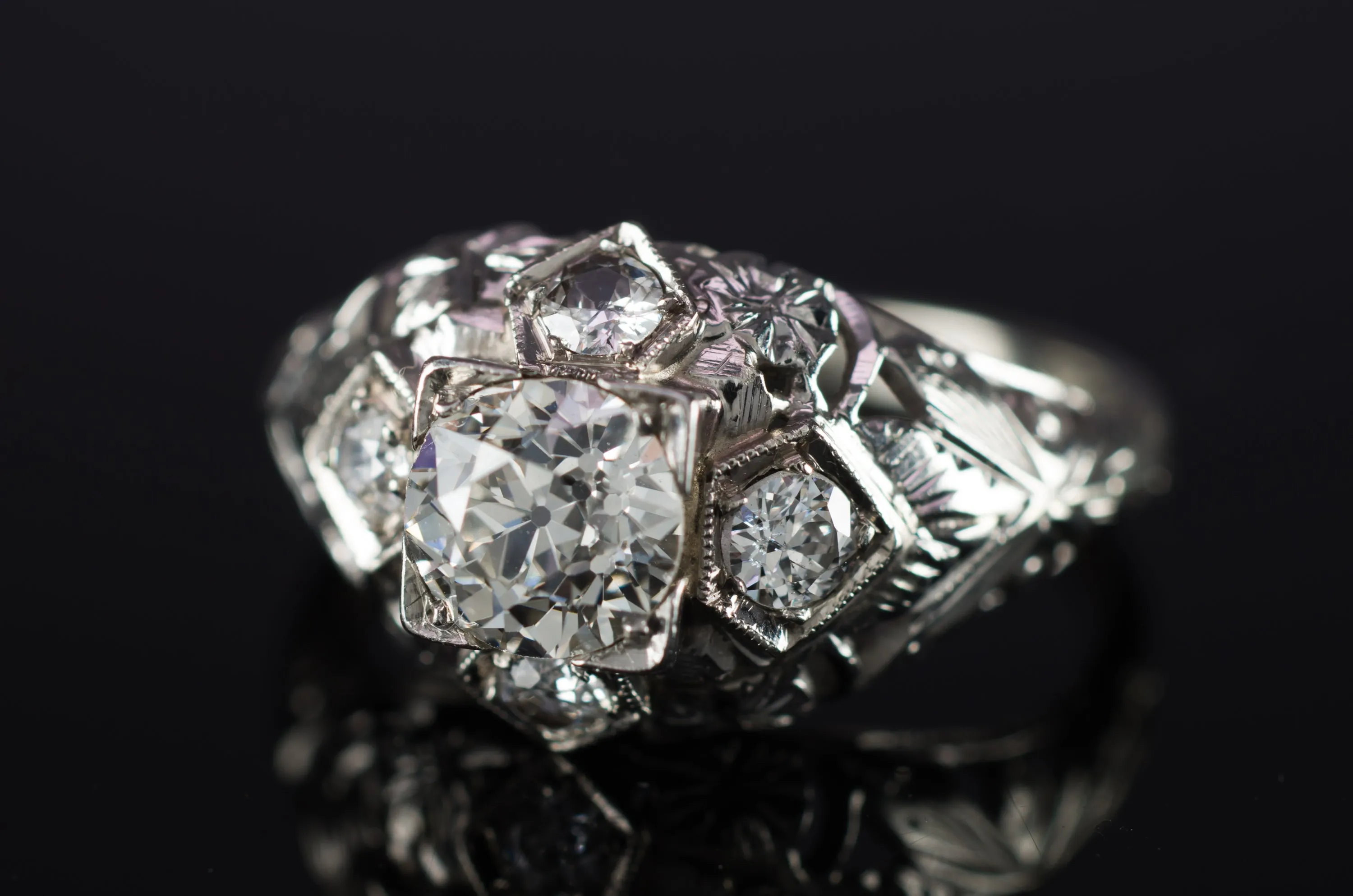 ART DECO OLD EUROPEAN CUT DIAMOND RING