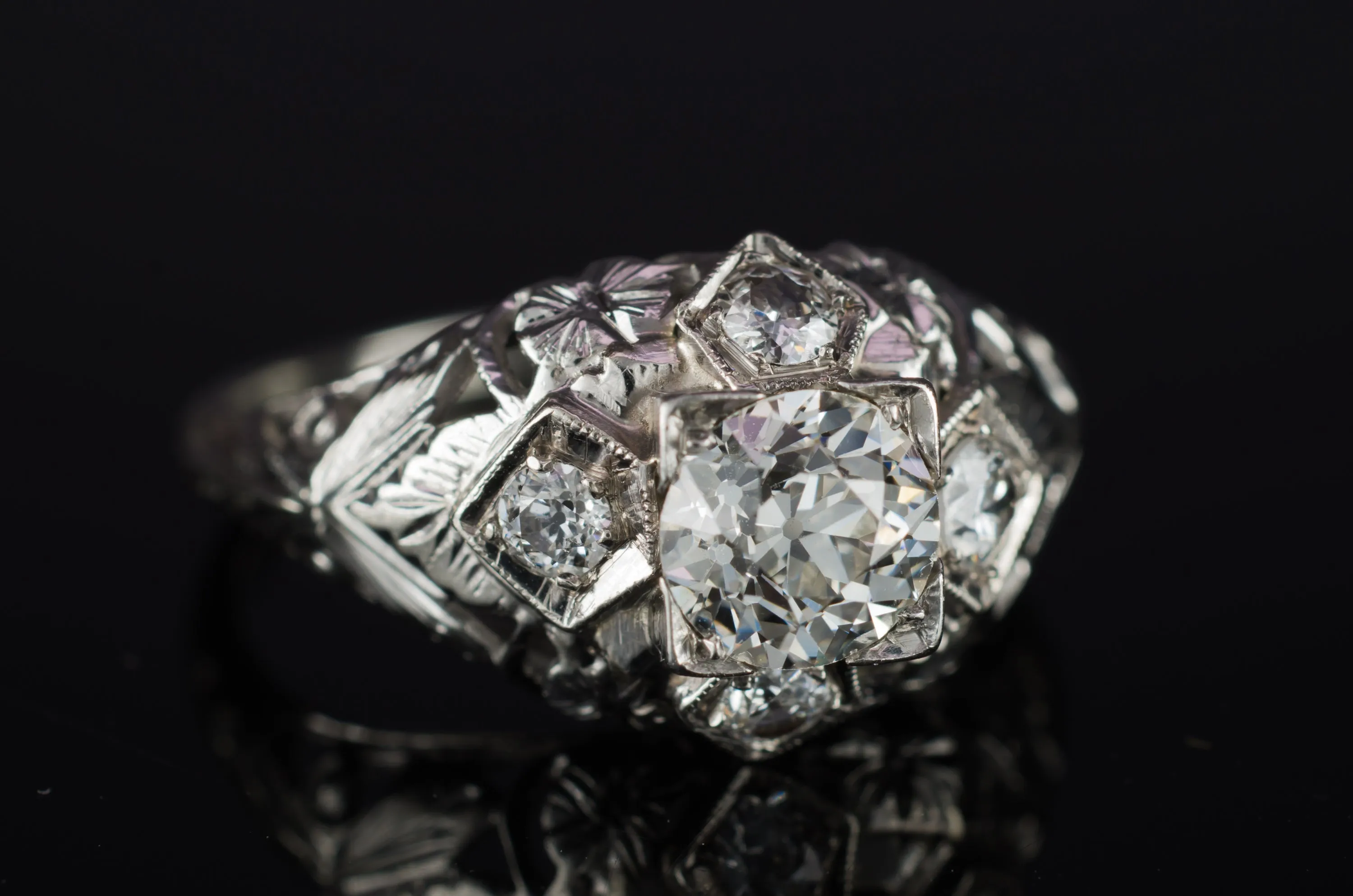 ART DECO OLD EUROPEAN CUT DIAMOND RING