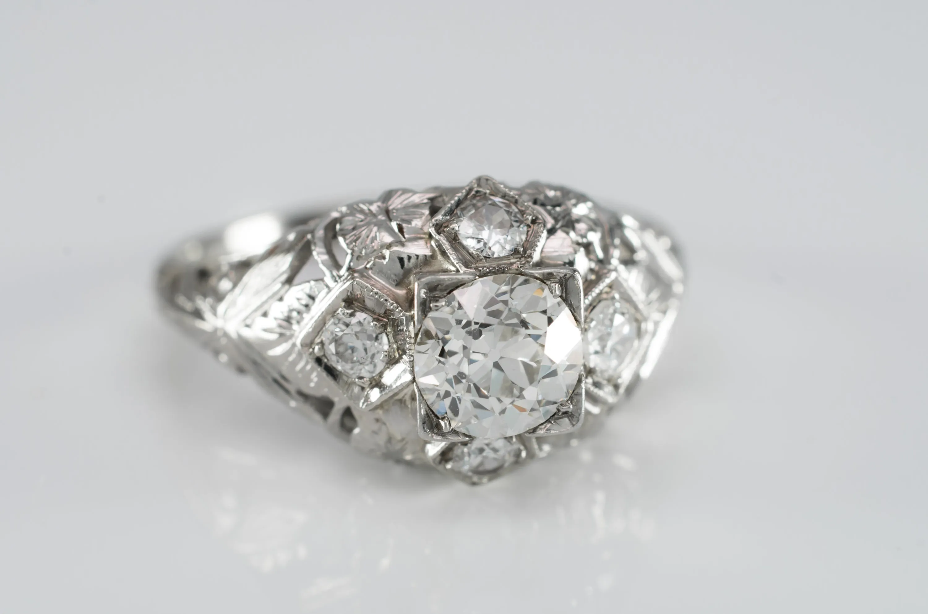 ART DECO OLD EUROPEAN CUT DIAMOND RING