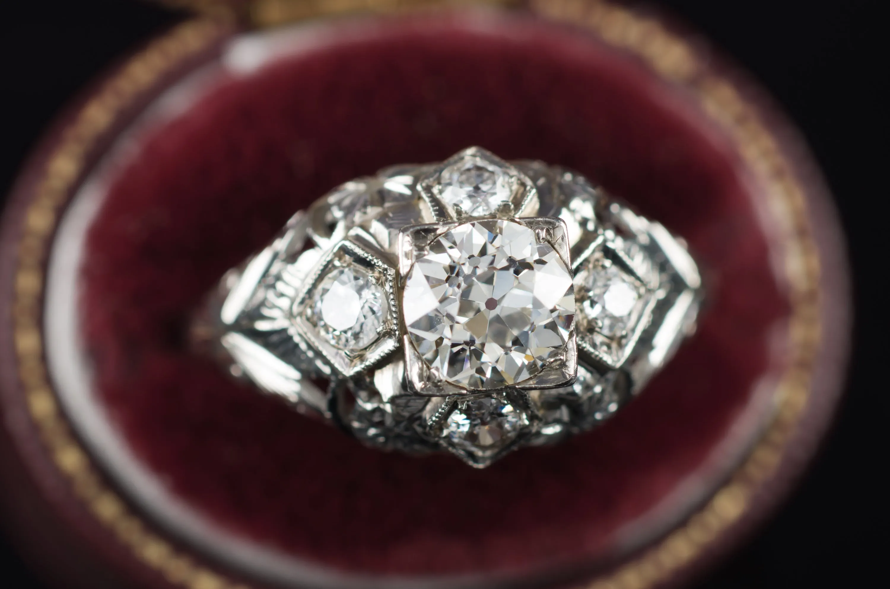 ART DECO OLD EUROPEAN CUT DIAMOND RING