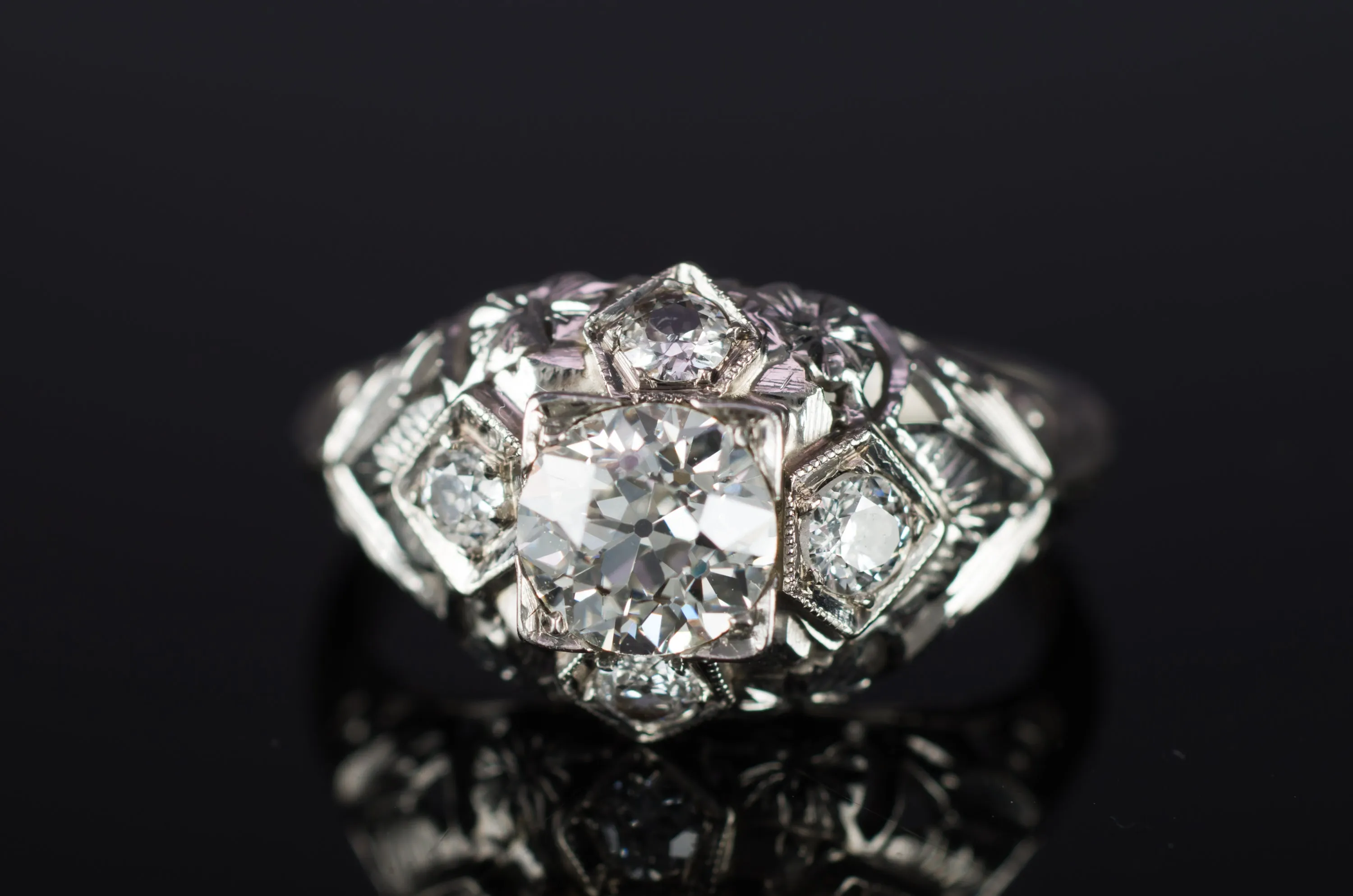ART DECO OLD EUROPEAN CUT DIAMOND RING