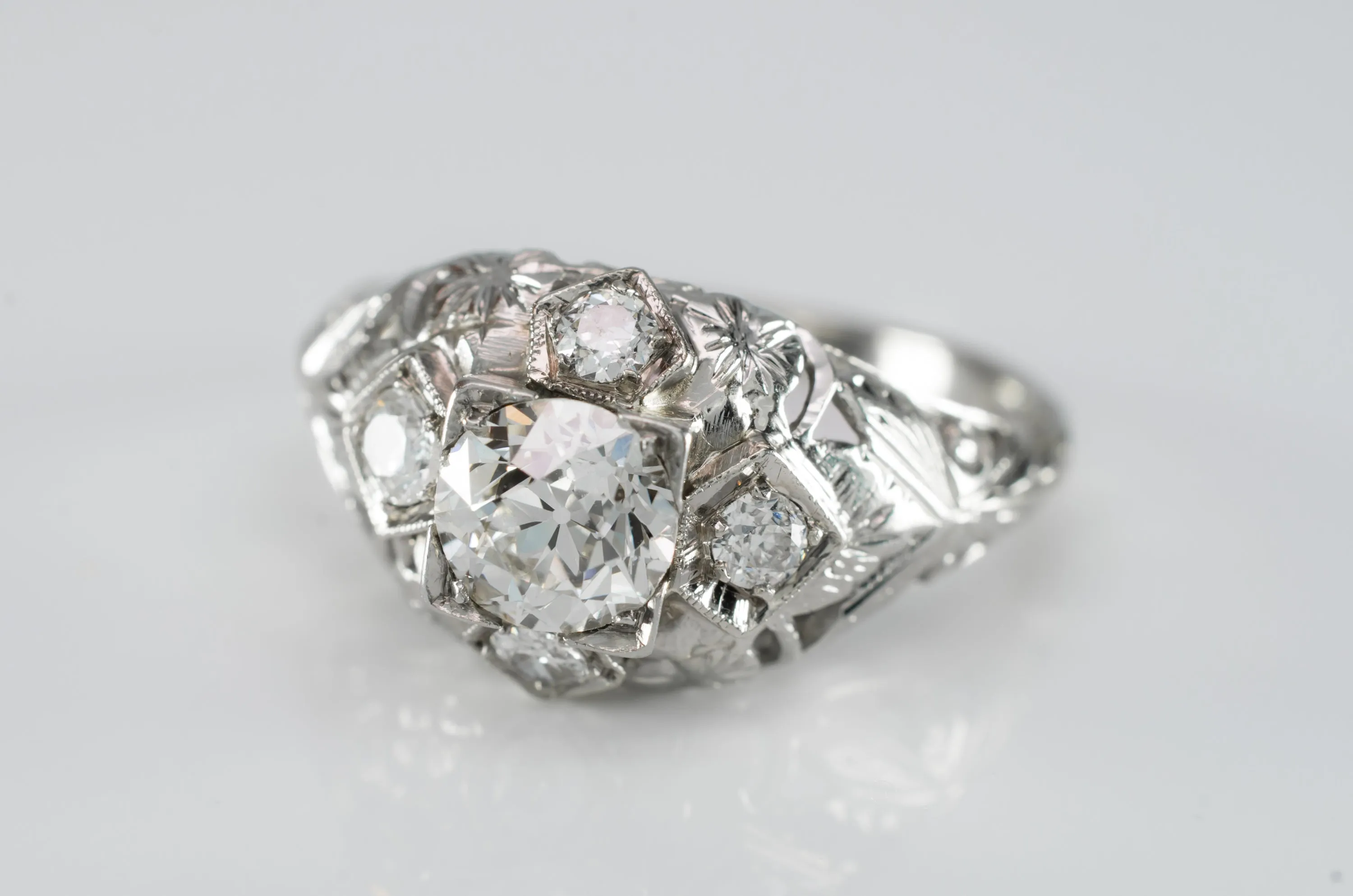 ART DECO OLD EUROPEAN CUT DIAMOND RING