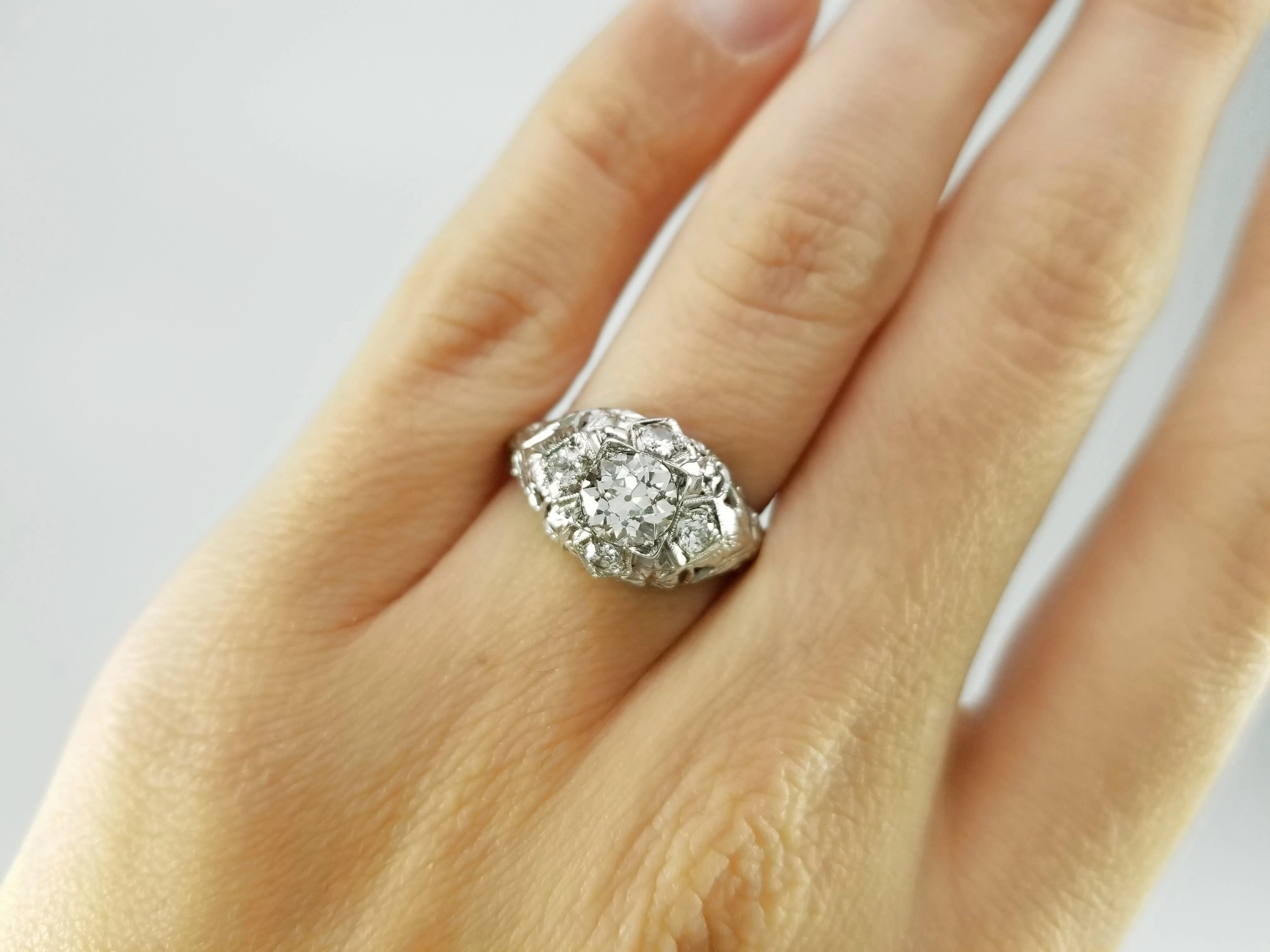 ART DECO OLD EUROPEAN CUT DIAMOND RING