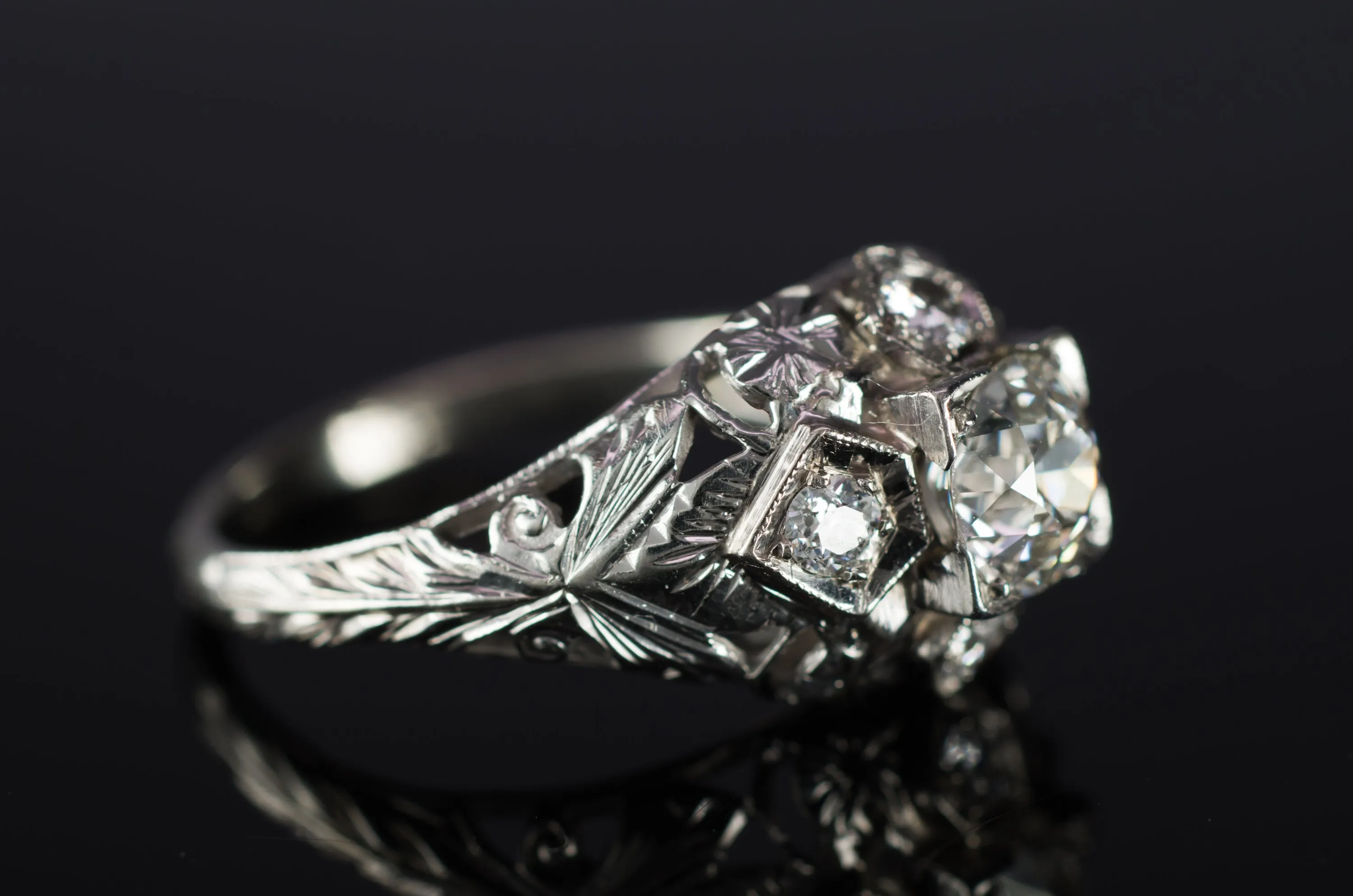 ART DECO OLD EUROPEAN CUT DIAMOND RING