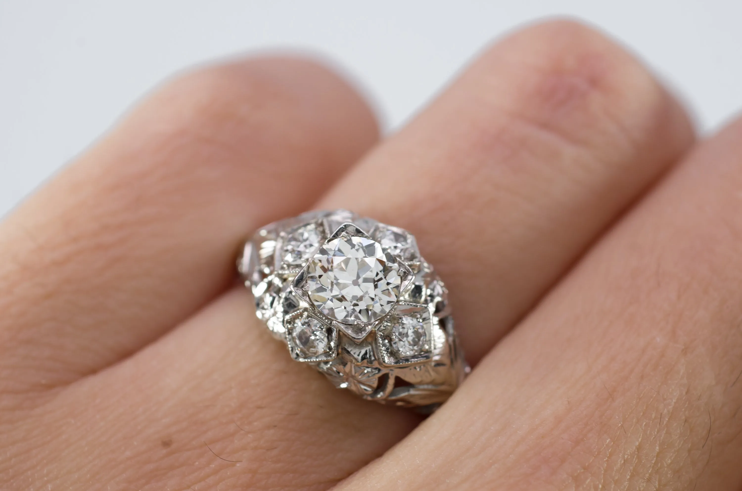 ART DECO OLD EUROPEAN CUT DIAMOND RING