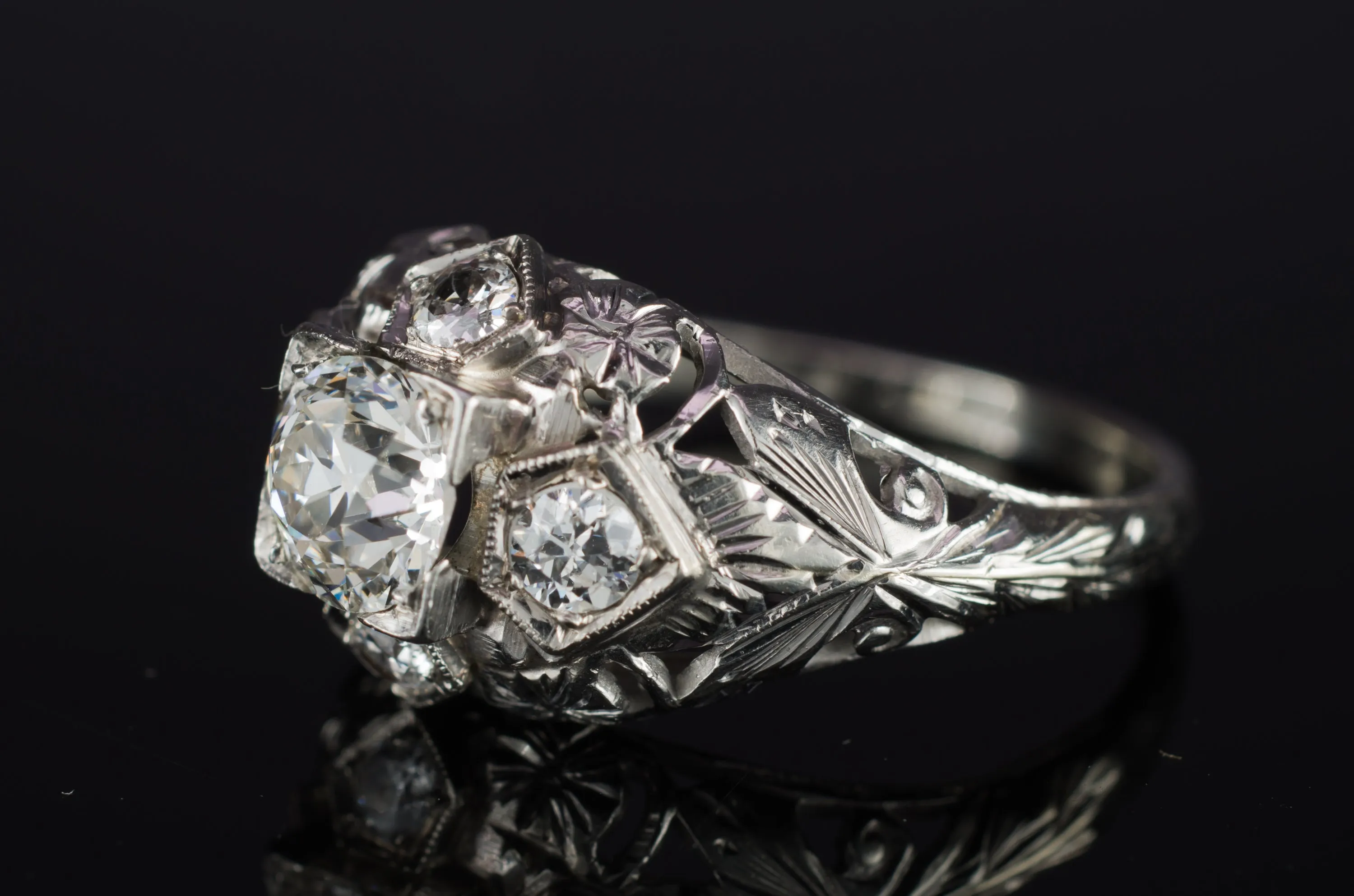 ART DECO OLD EUROPEAN CUT DIAMOND RING
