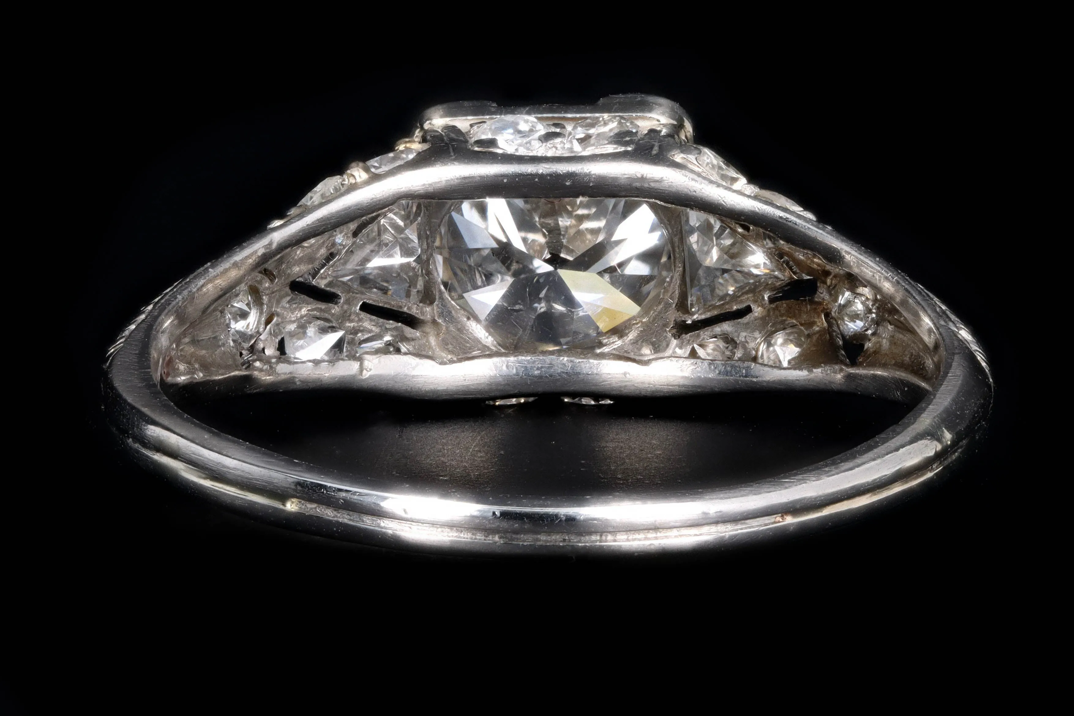 Art Deco Platinum 1.16 Old European Cut Diamond Engagement Ring